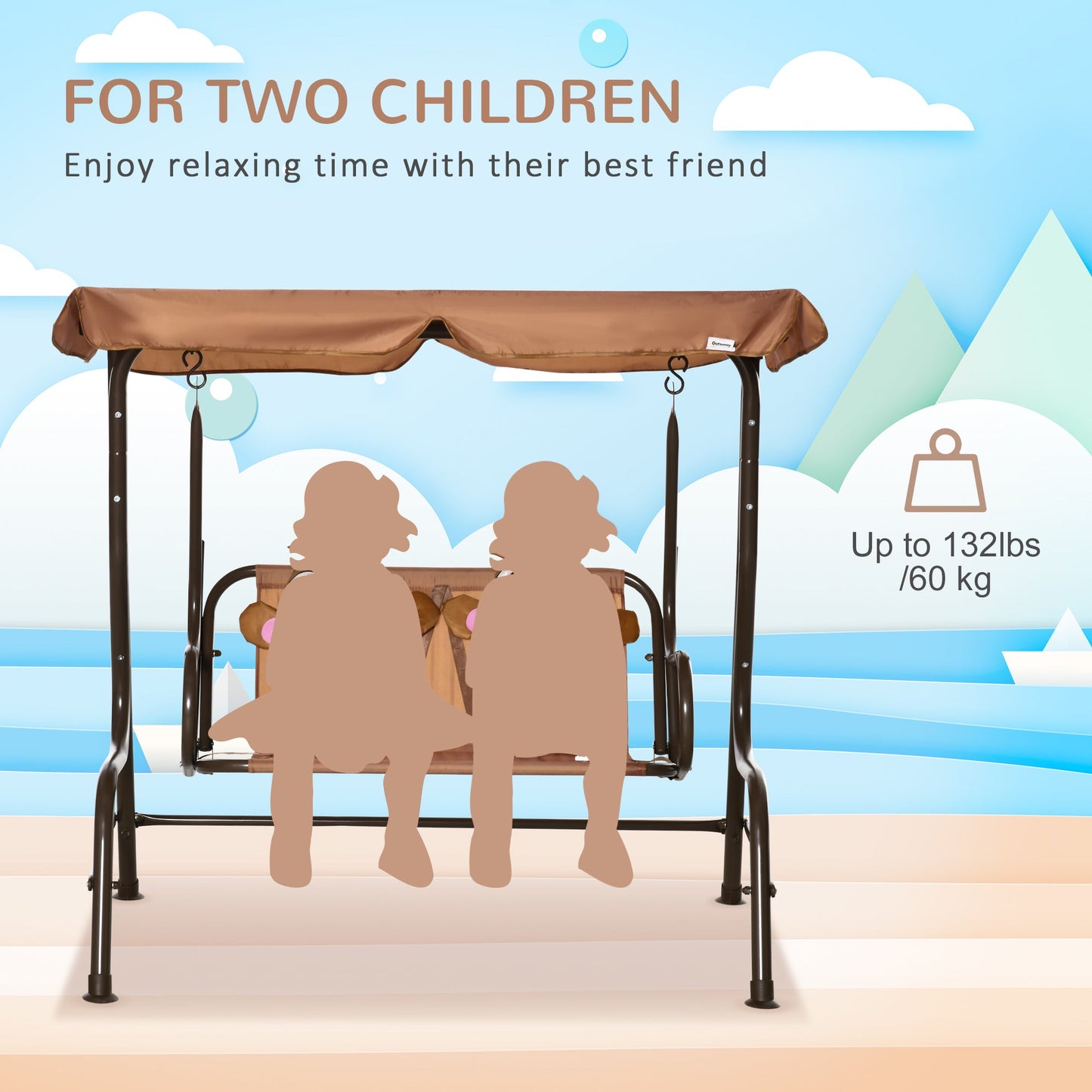 2 Seater Kids Garden Swing Seat