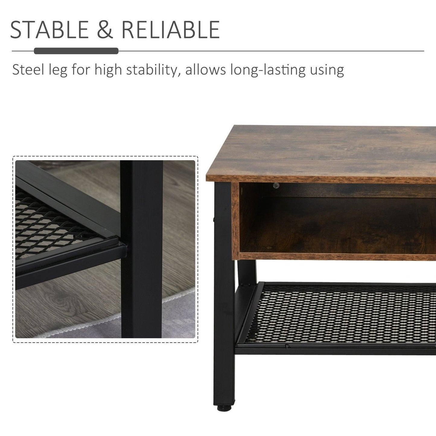 Metal Frame Industrial-Style TV Stand