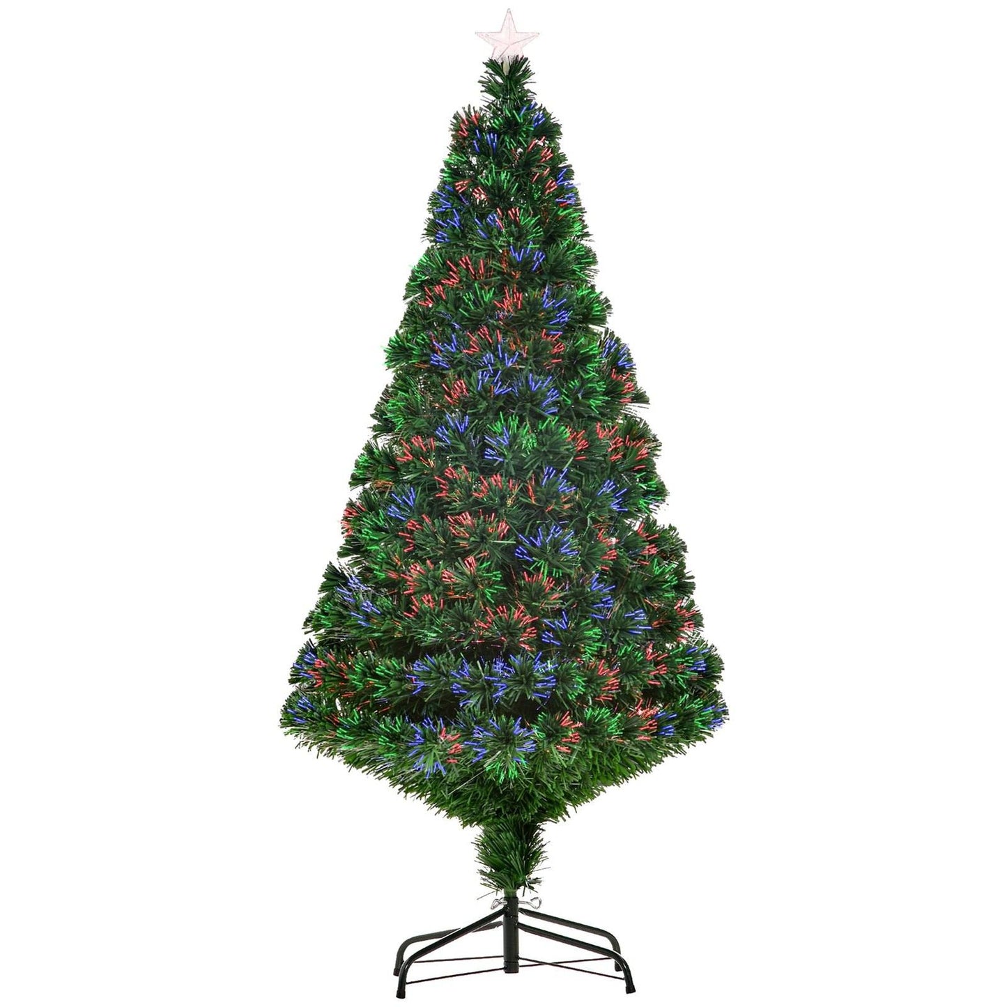 5FT Pre-Lit Fibre Optic Artificial Christmas Tree Holiday Xmas Décor with Tree Topper Multi-Colour