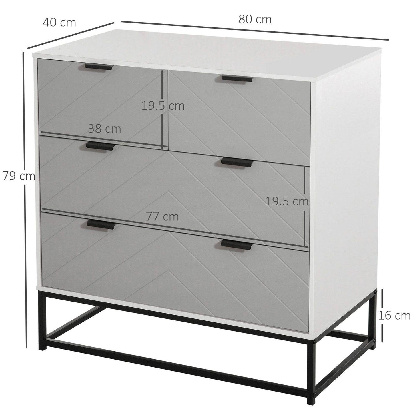Chest of Drawers with Metal Handles Freestanding Dresser for Bedroom