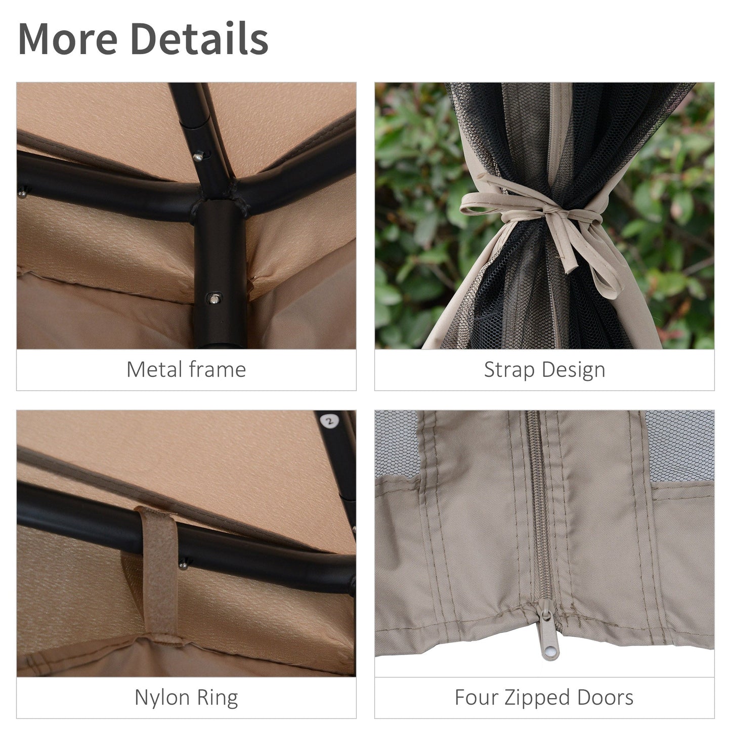 2.95X295 Garden Gazebo with Taupe Curtains