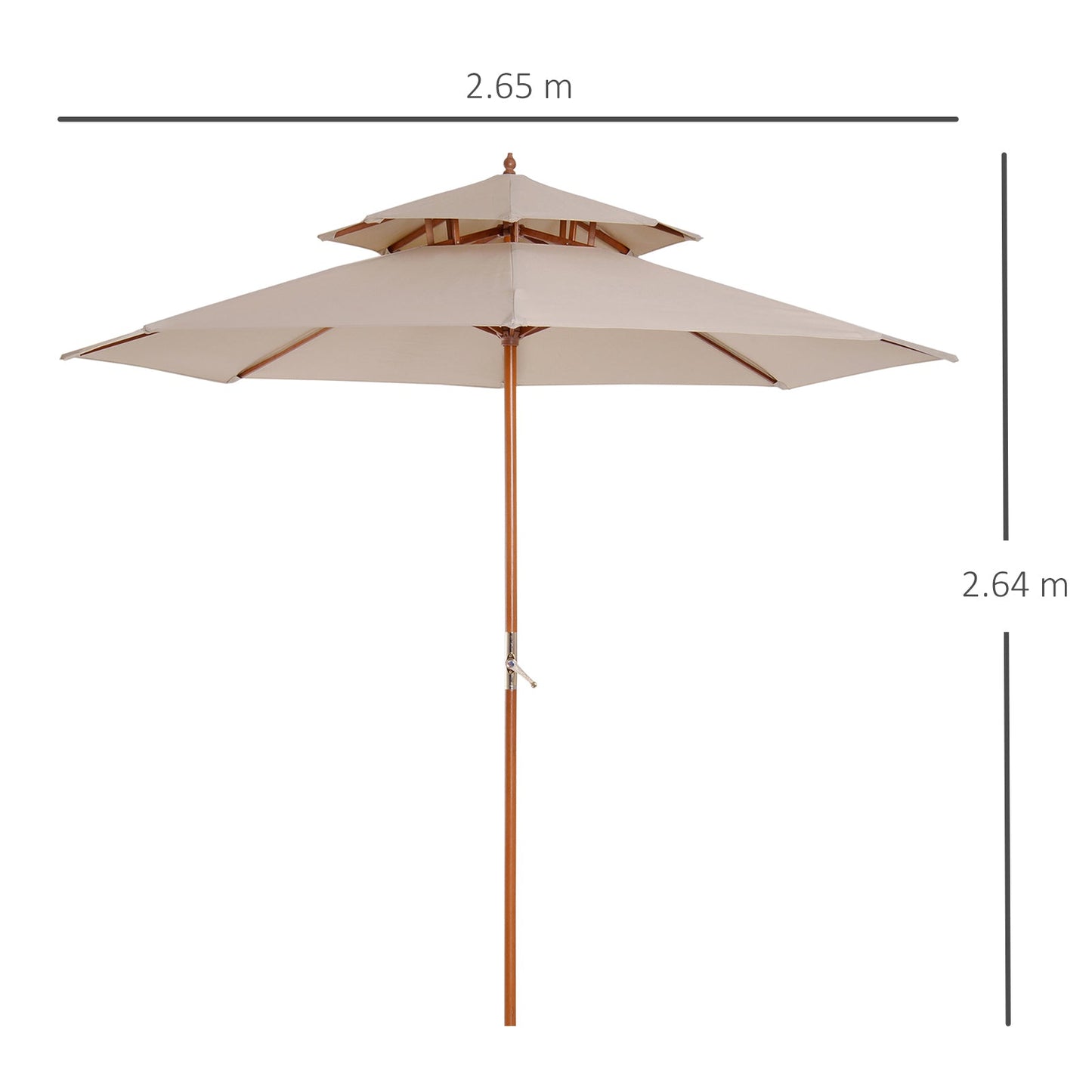 2.7m Patio Double Tier Umbrella Parasol-Beige