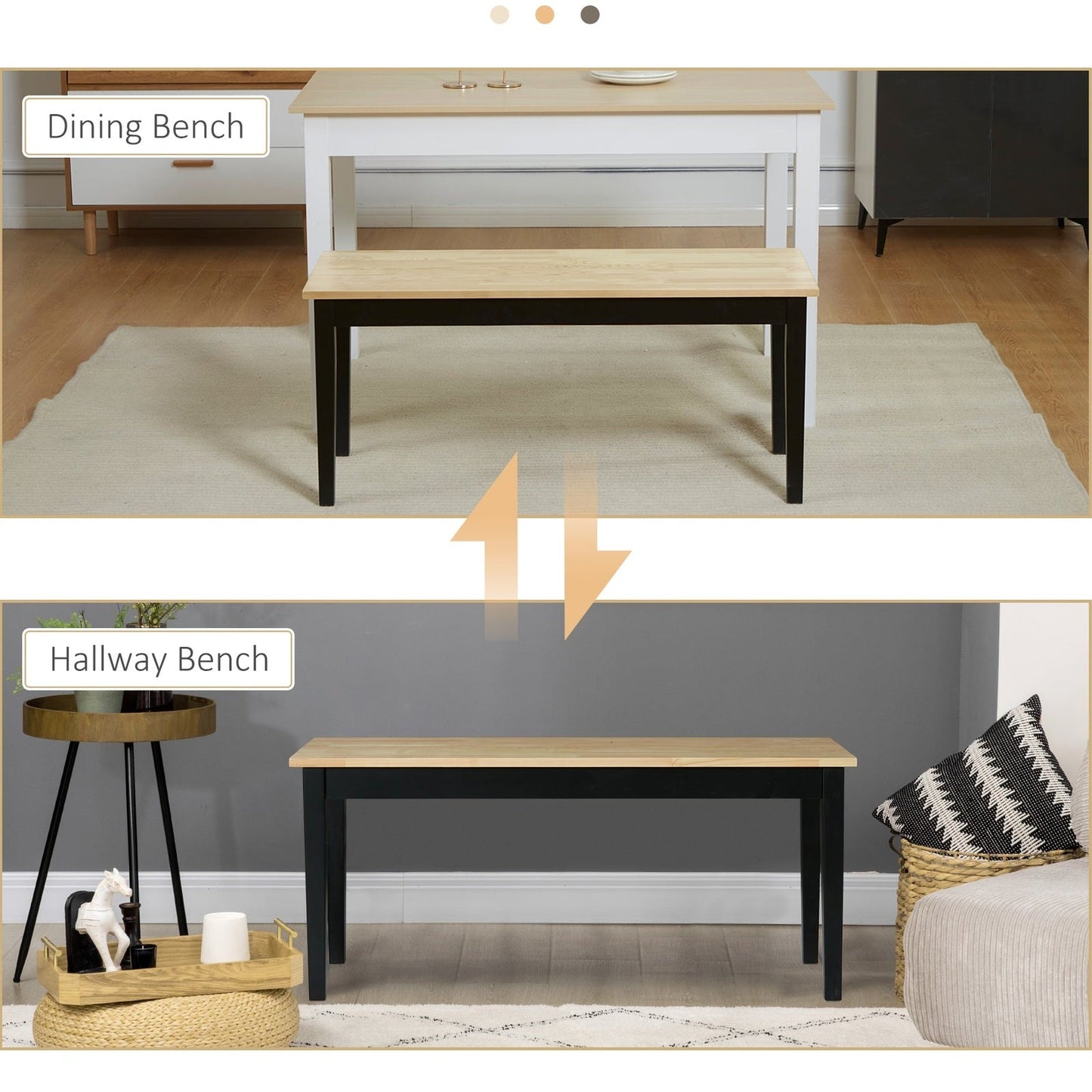 102 cm Wood Dining Bench for 2 People