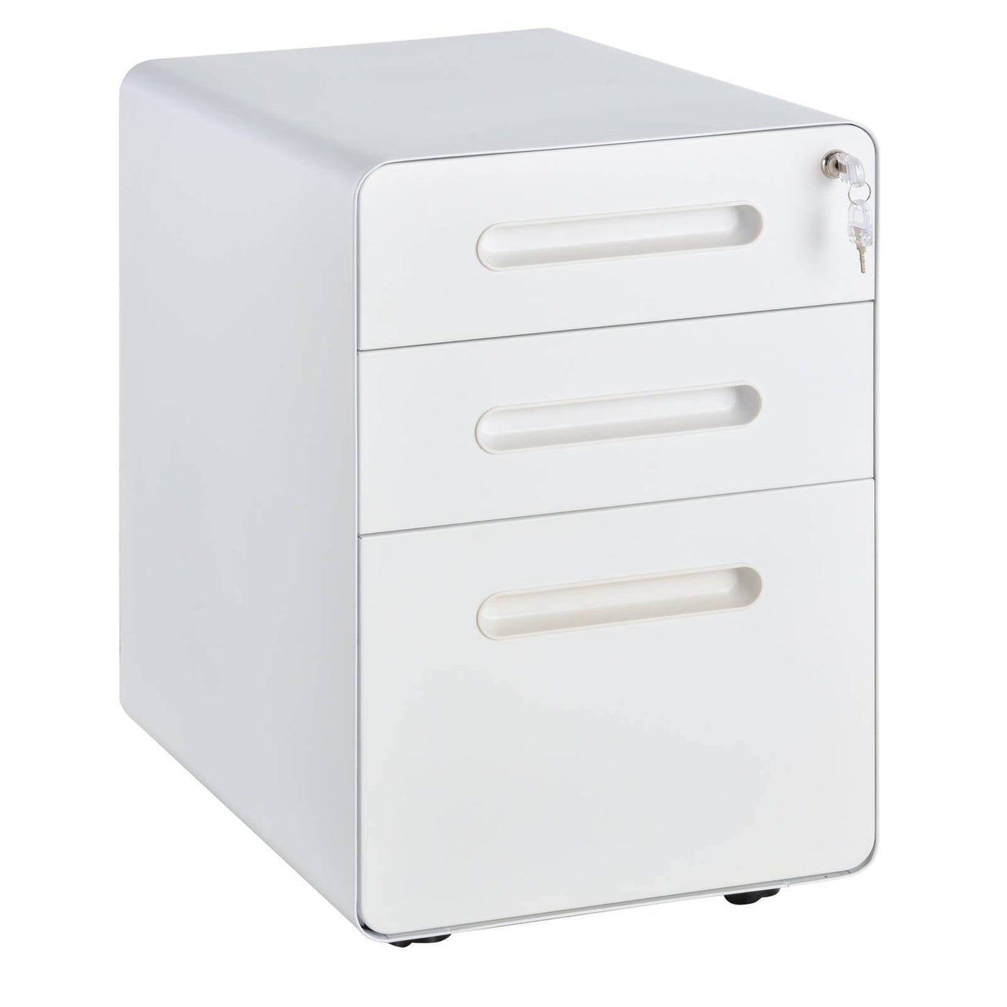 Vinsetto Fully Assembled 3-Drawer Mobile File Cabinet Lockable All-Metal Rolling Vertical File Cabinet White