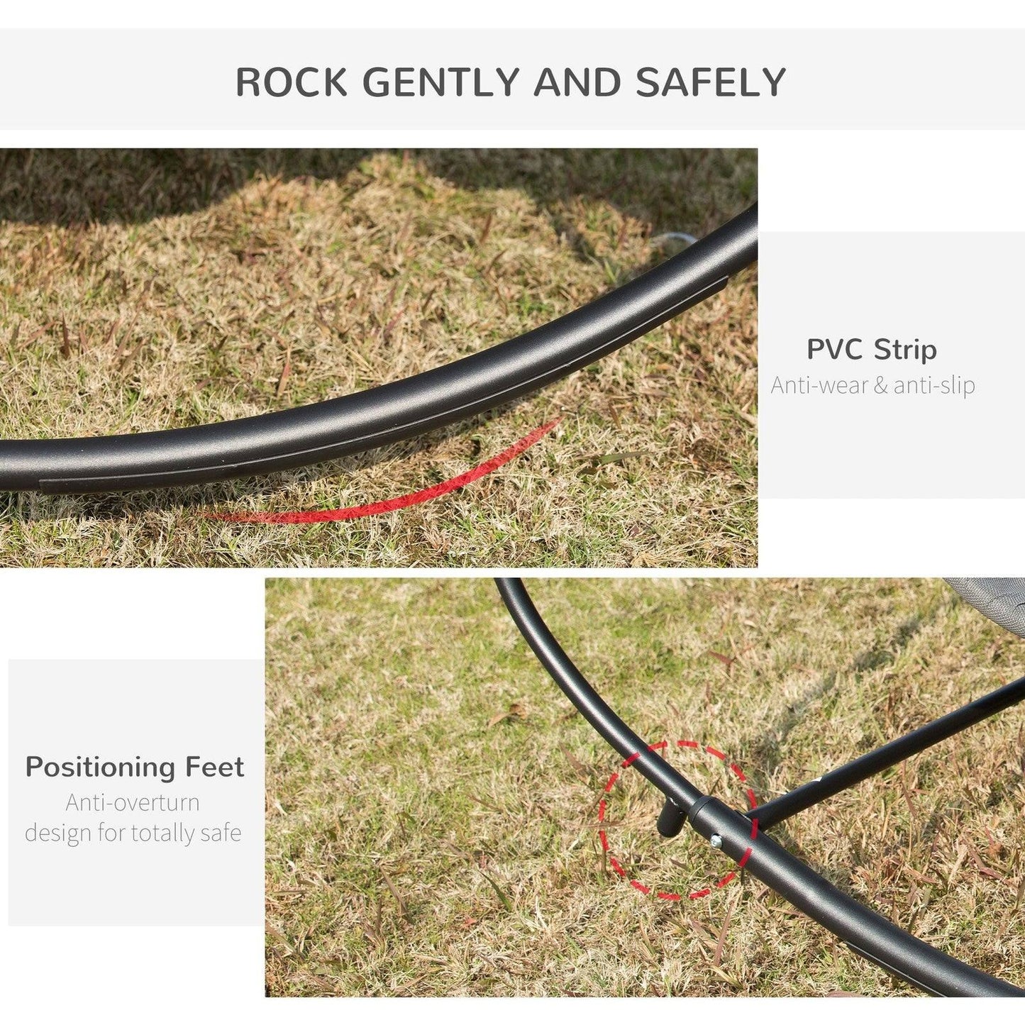 Double Hammock Chair Sun Lounger Outdoor Patio Garden Swing Rock Seat Grey