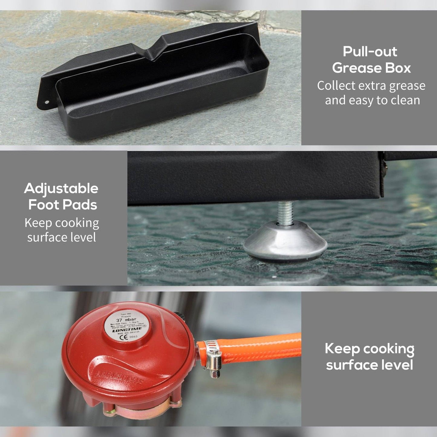 Gas Plancha Grill with 3 Stainless Steel Burner