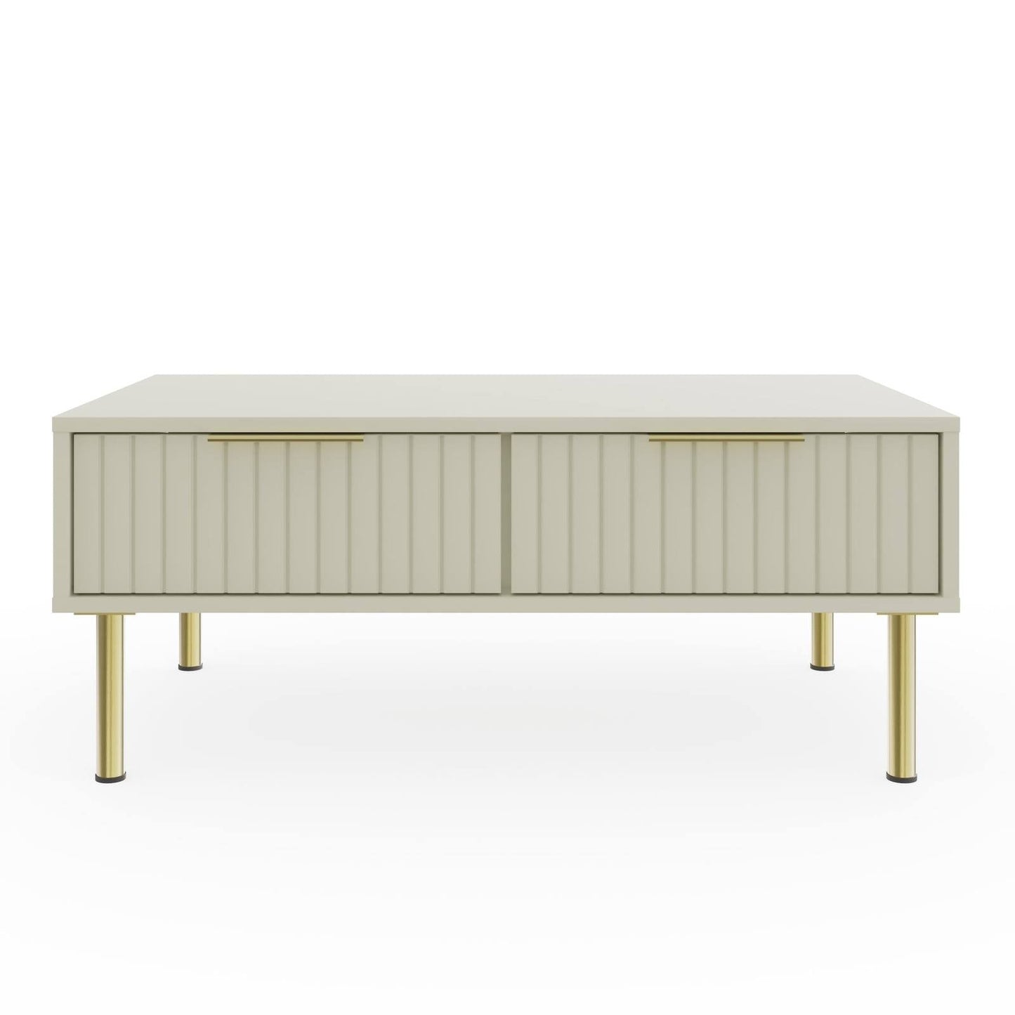Nervata Coffee Table White & Gold 2 Drawers