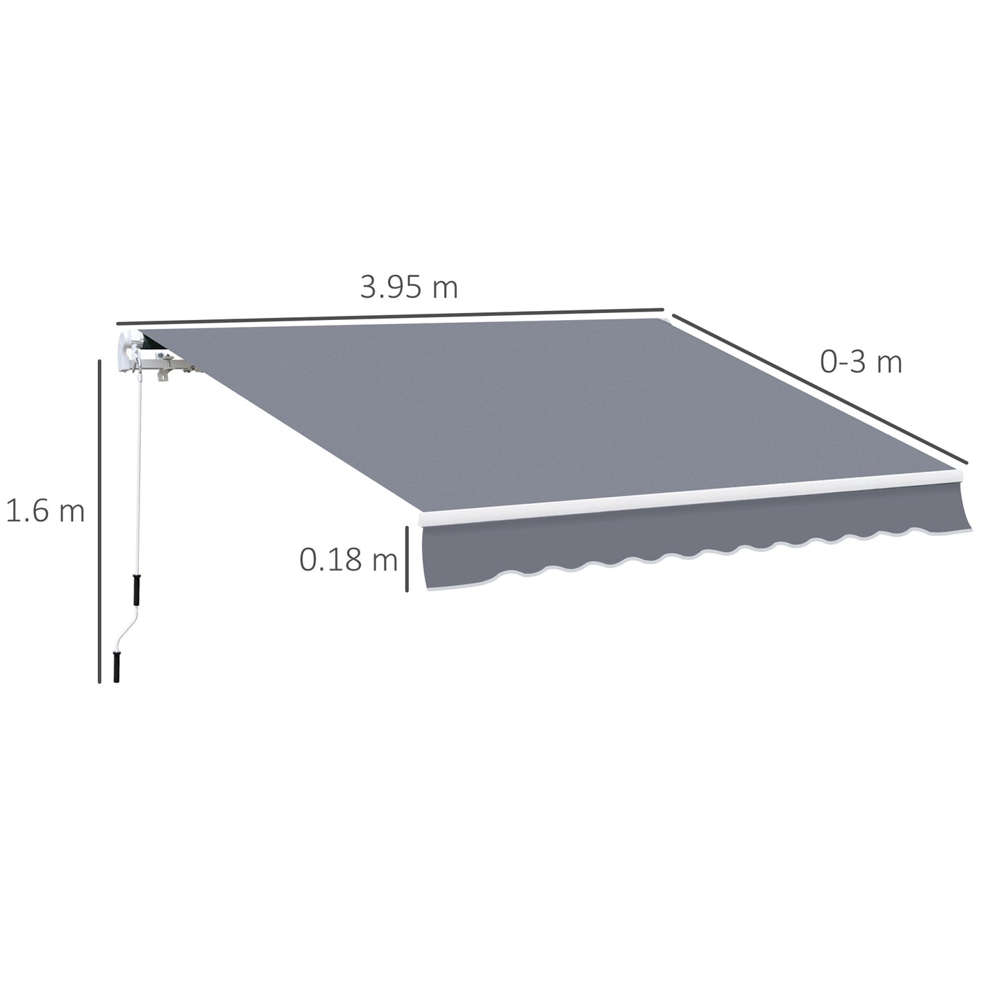 Manual Retractable Awning Size 4M X3M-Grey