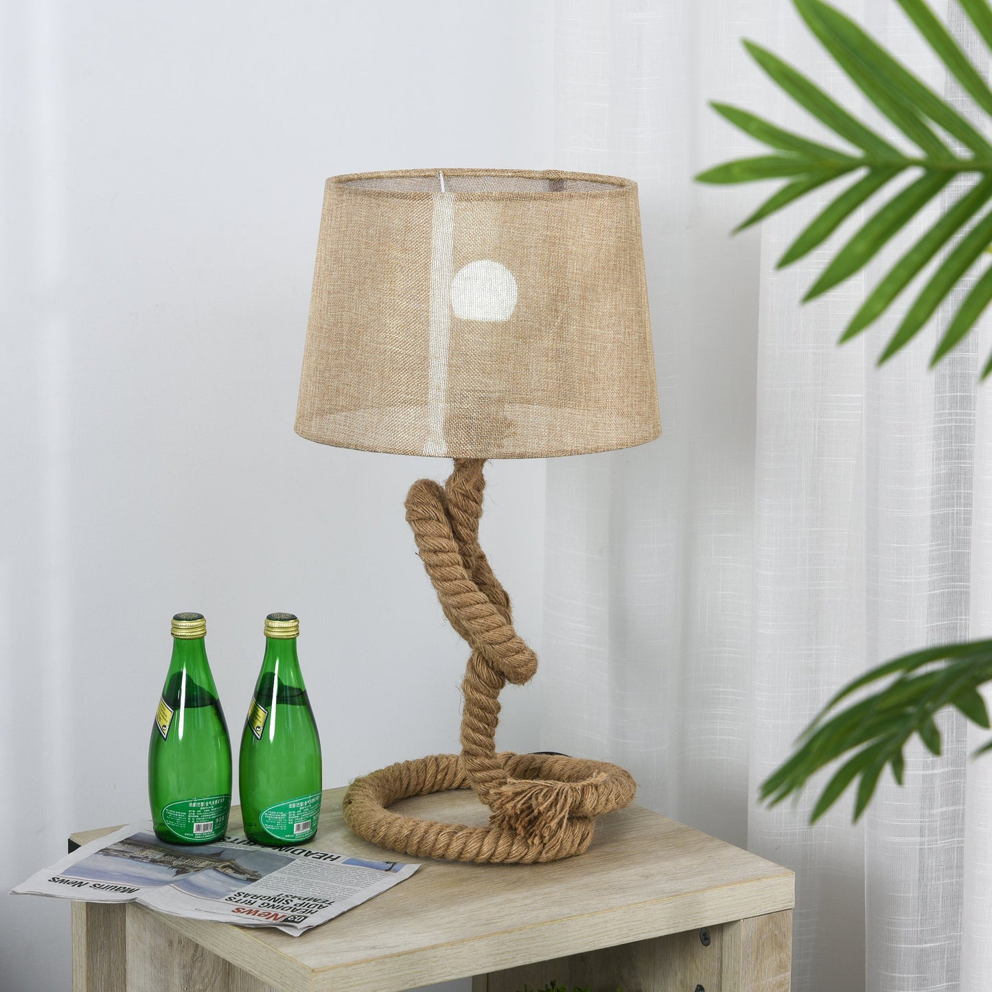 Nautical Style Table Lamp With Fabric Lampshade Metal Frame Power Switch