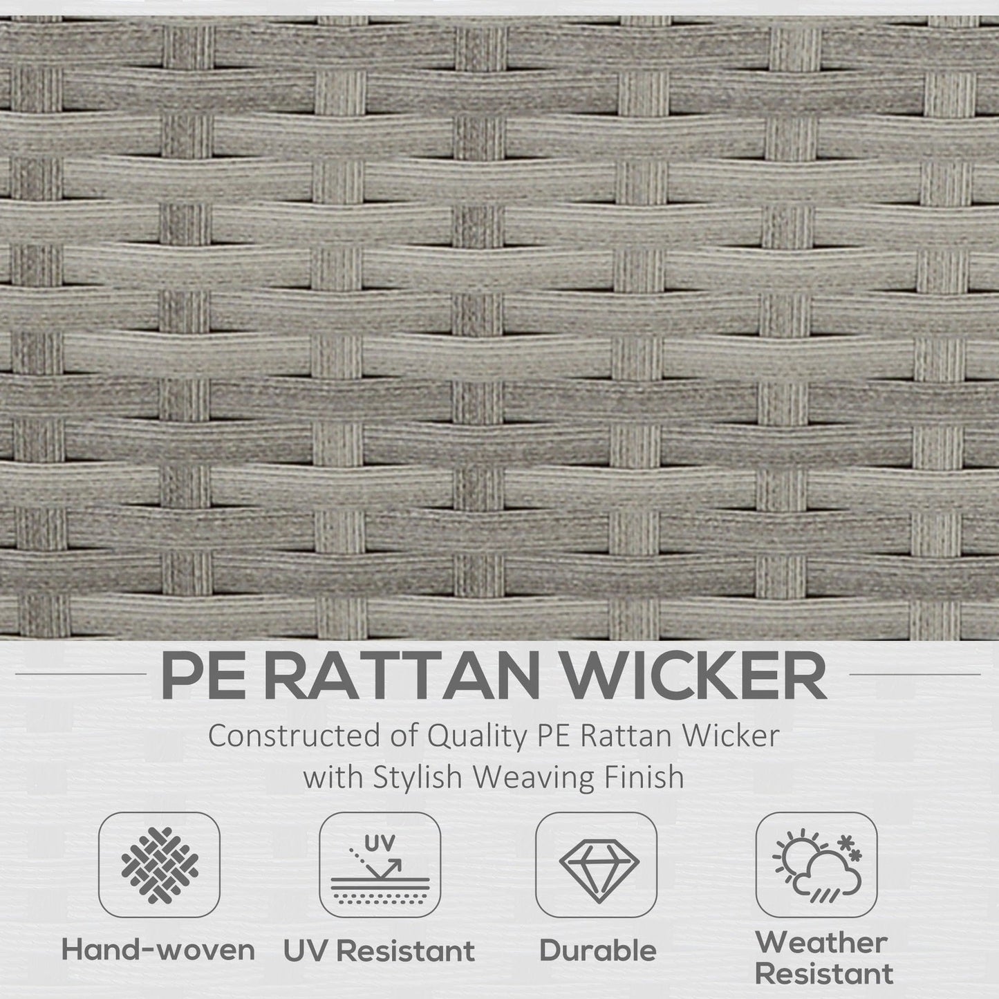 6-Pieces Outdoor PE Rattan Garden Furniture Set with Three-seat