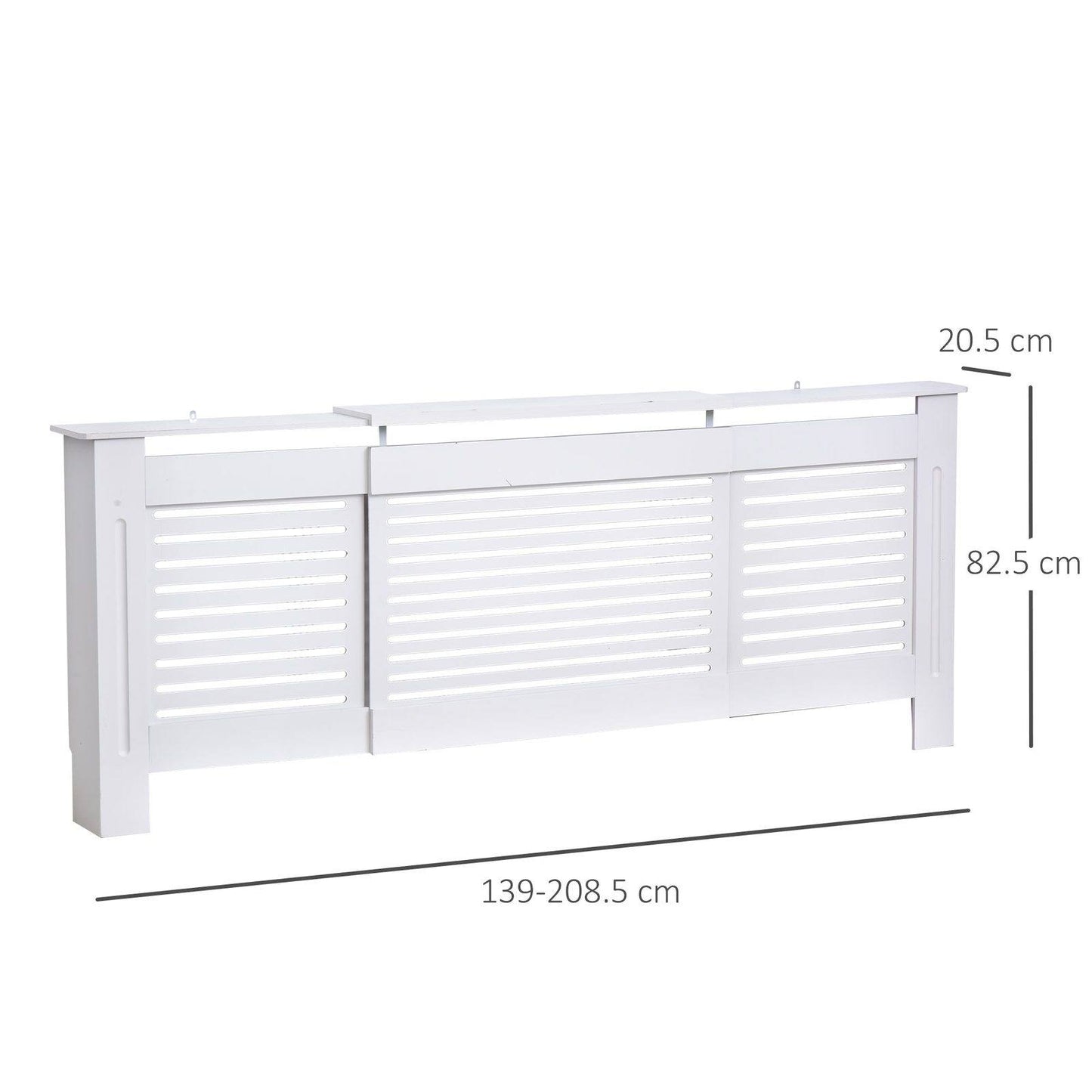 145-210L x 21W x 83H cm Extendable Medium-density fibreboard Radiator Cover - White