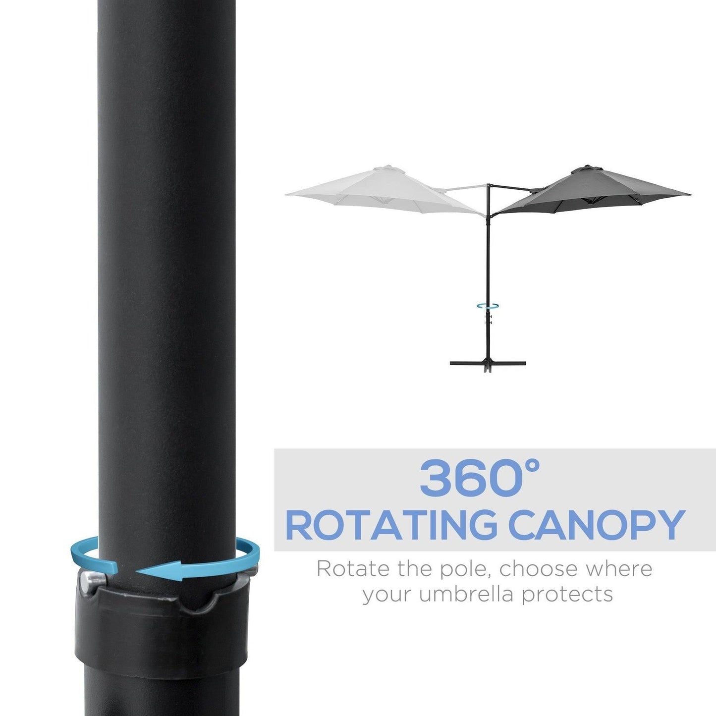2.5M Garden Cantilever Parasol with 360° Rotation