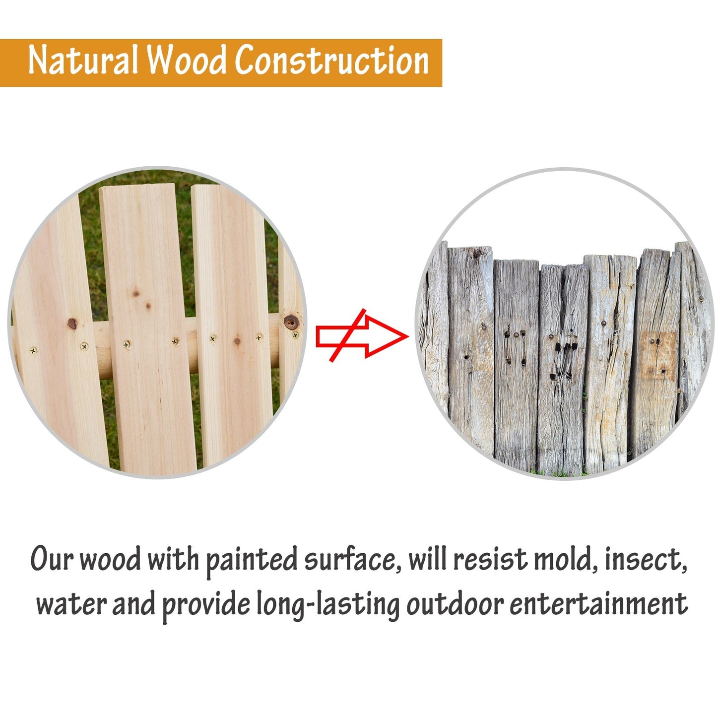 Outdoor 2 Seater Swing Chair Larch Wood Garden Swing Seat Porch Hammock Bench Lounger