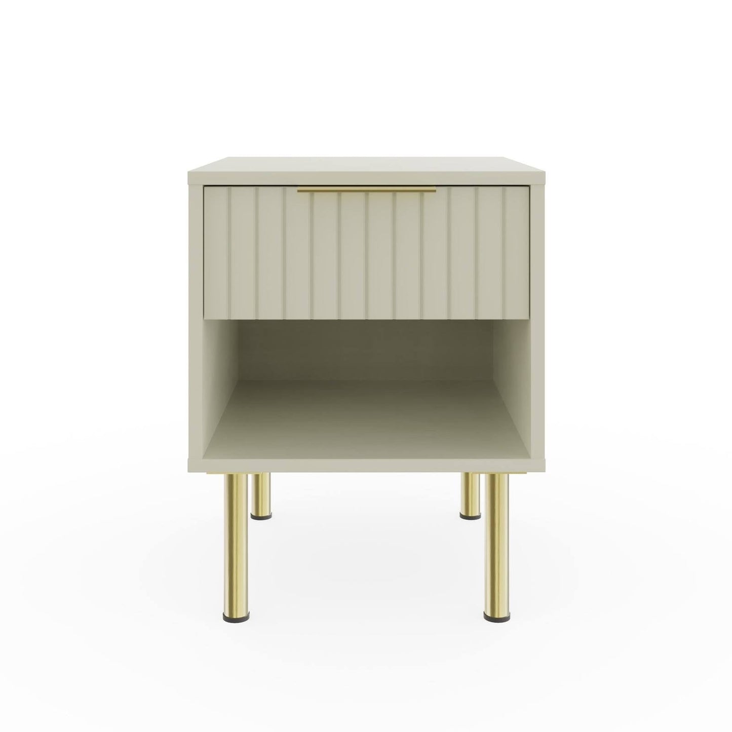 Nervata Side Table White & Gold 1 Shelf 1 Drawer