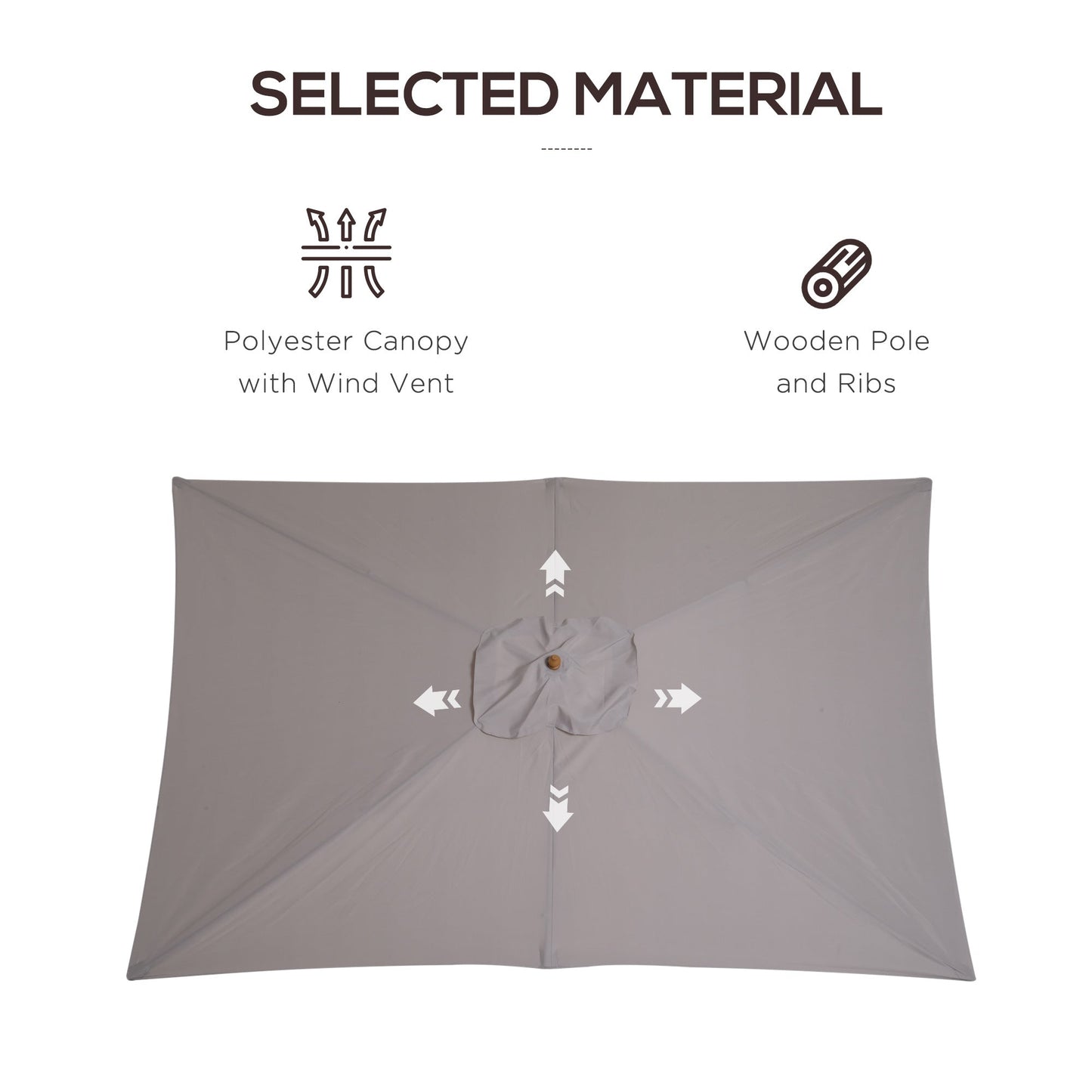 2 x 3m Wooden Garden Parasol Umbrella Outdoor Sun Shade Canopy