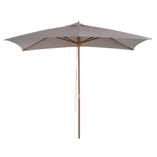 2 x 3m Wooden Garden Parasol Umbrella Outdoor Sun Shade Canopy