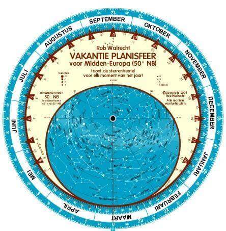 Dutch 'Holiday' Planisphere for 50° North