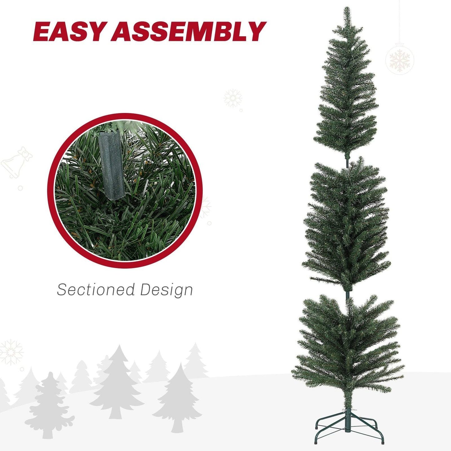 6ft Slim Christmas Tree Artificial -  329 Tips