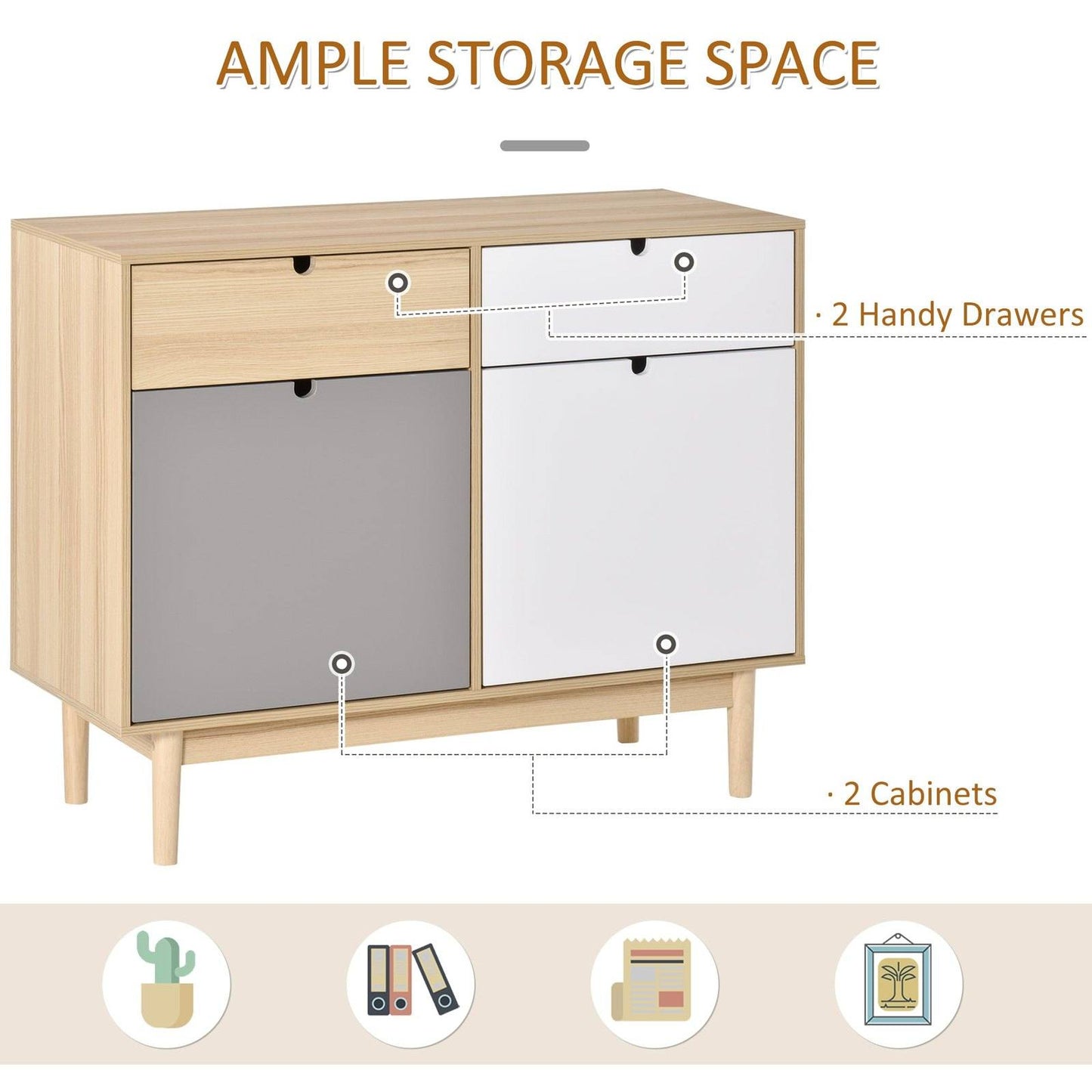 Sideboard Storage Cabinet Kitchen Cupboard with Drawers for Bedroom