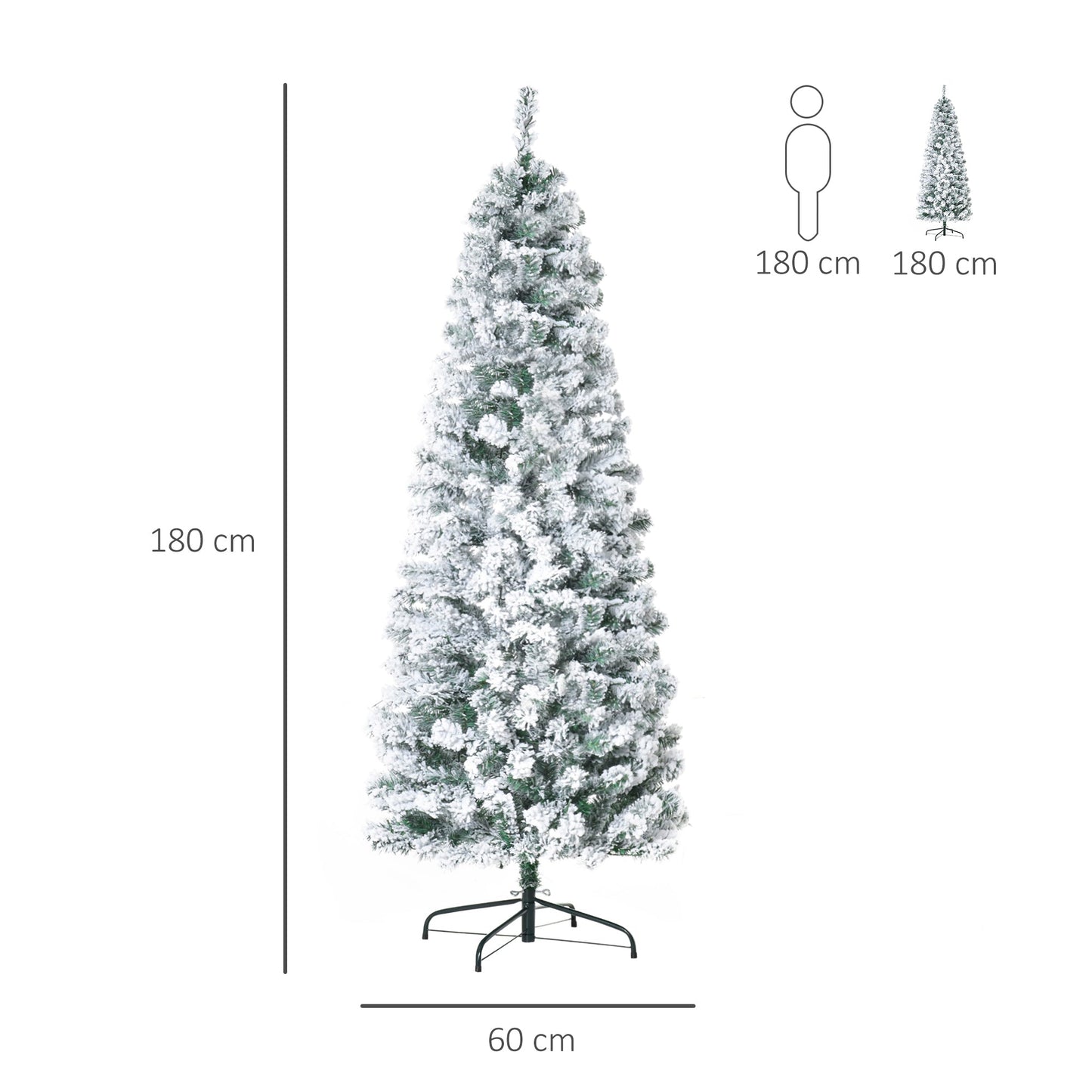 6FT Prelit Artificial Snow Flocked Christmas Tree with Warm White LED Light