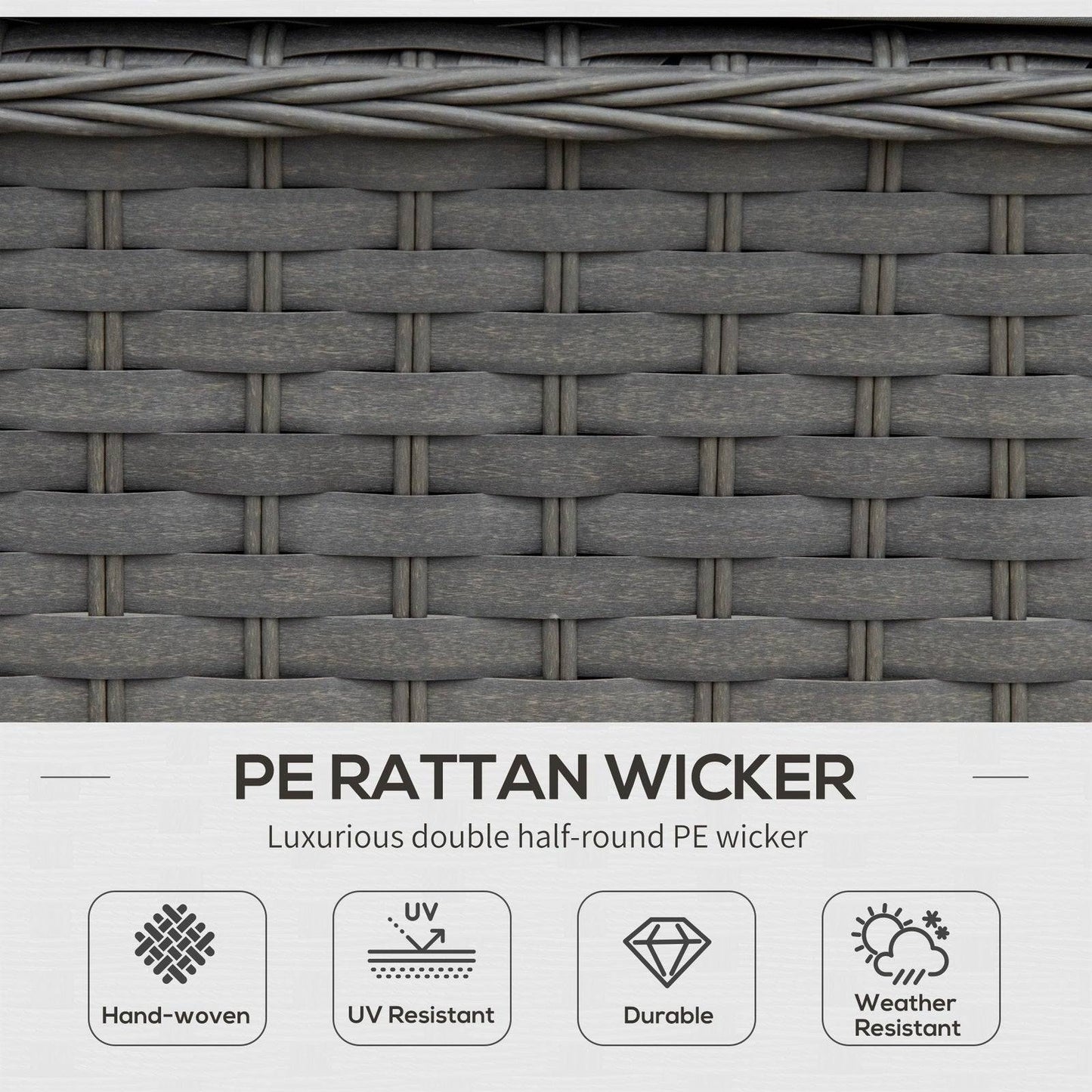 6-Piece Garden Rattan Sofa Set Bonzer Outdoor Furniture Patio Table Loveseat Stool Lounging Ottoman Aluminium Frame Wicker Weave Conservatory Grey