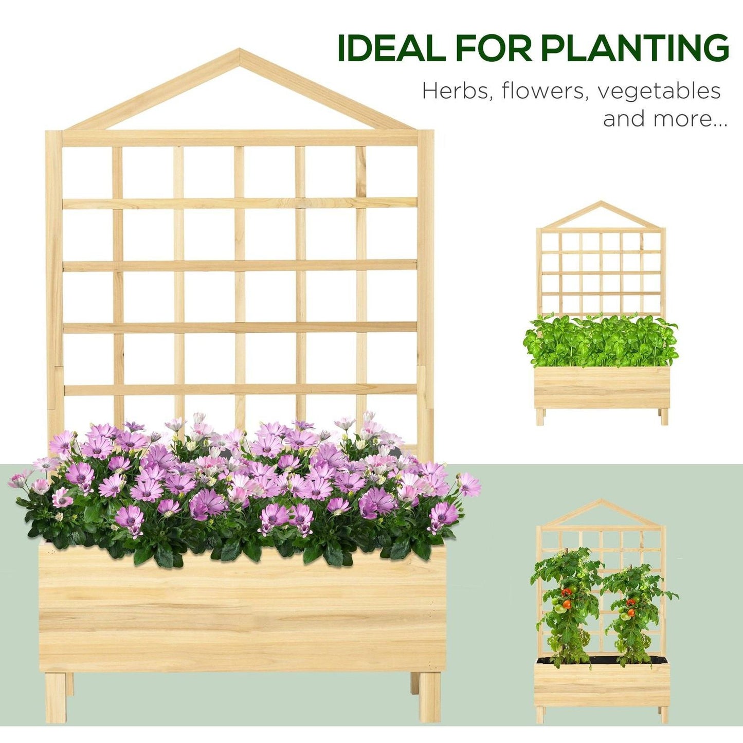 Garden Planters with Trellis for Vine Climbing