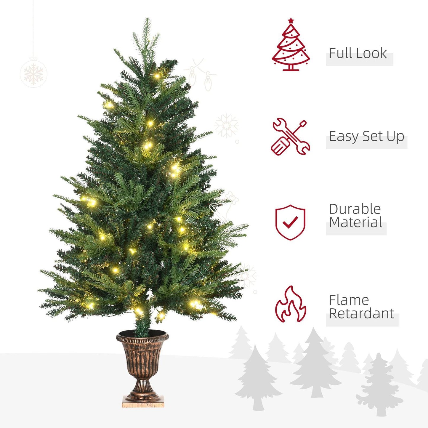 4FT Pre-Lit Artificial Christmas Spruce Tree