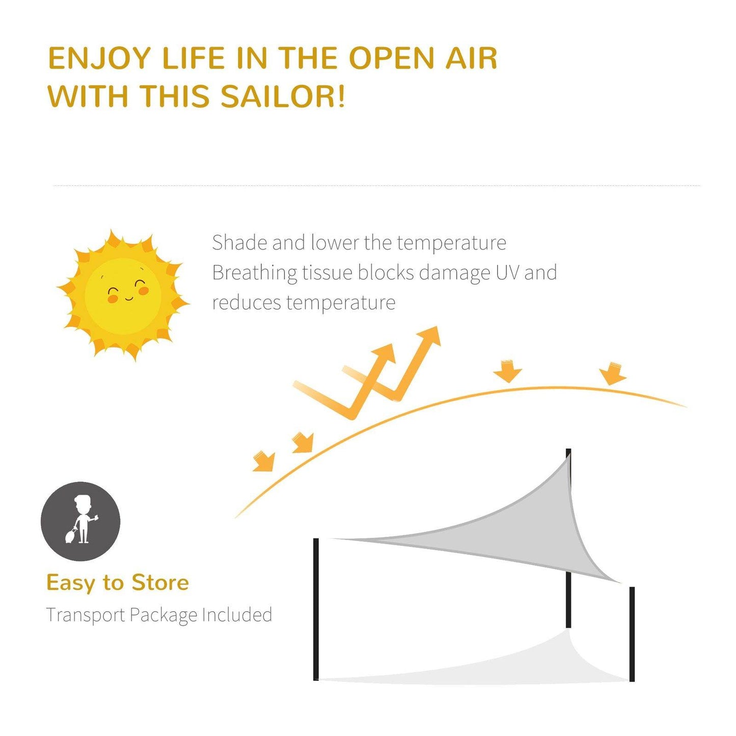 4x4m Triangle Sun Shade Sail Outdoor UV Protection Canopy w/ Steel Rings Ropes UV Block Outdoor Patio Shelter Grey