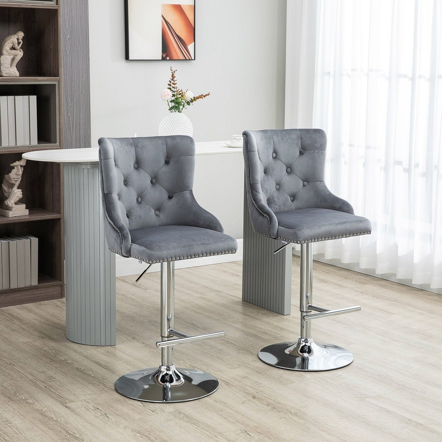 Modern Adjustable Bar Stools Set of 2