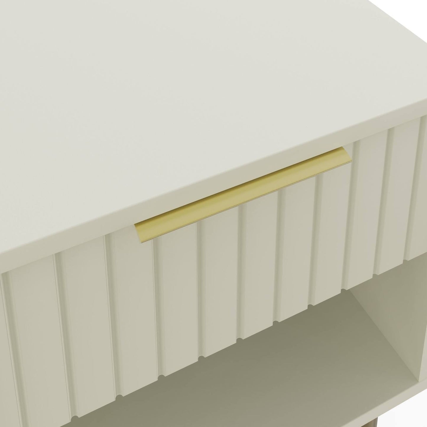 Nervata Side Table White & Gold 1 Shelf 1 Drawer