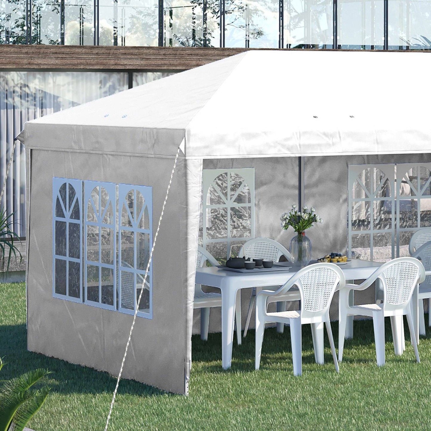 3 x 6m Half-Open Garden Gazebo