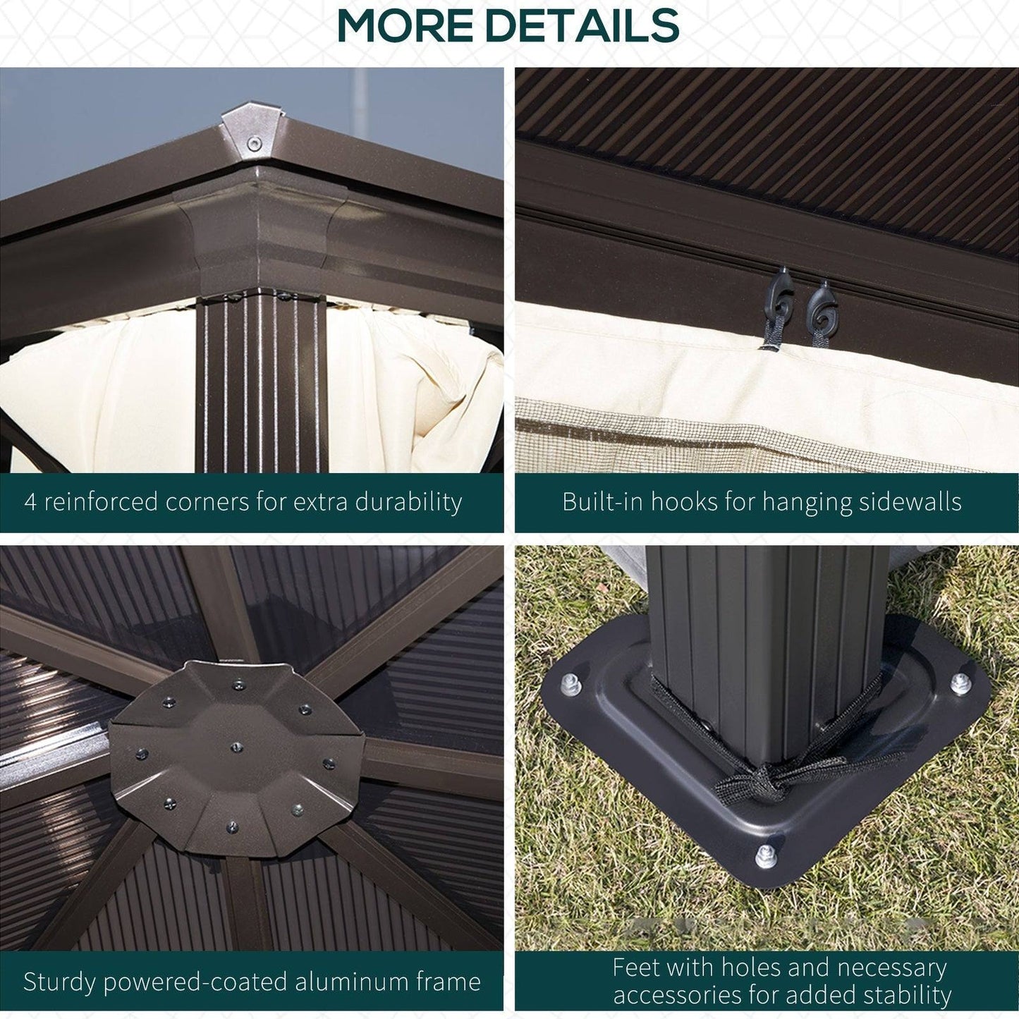 3x3 m Gazebo W/Mosquito Net-Brown/Black/Beige