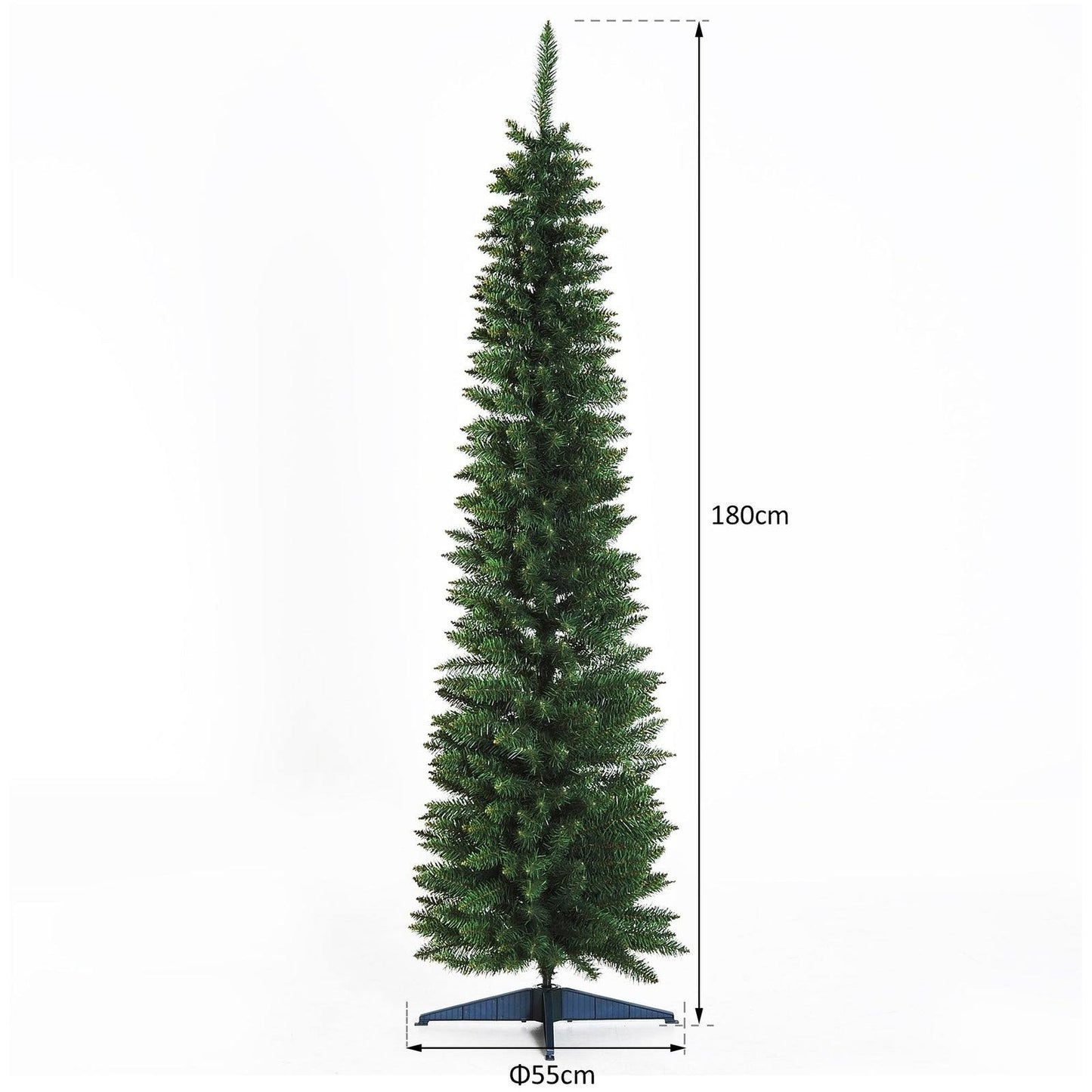 6FT Artificial Pine Pencil Slim Tall Christmas Tree with 390 Branch Tips Xmas Holiday Décor with Stand Green