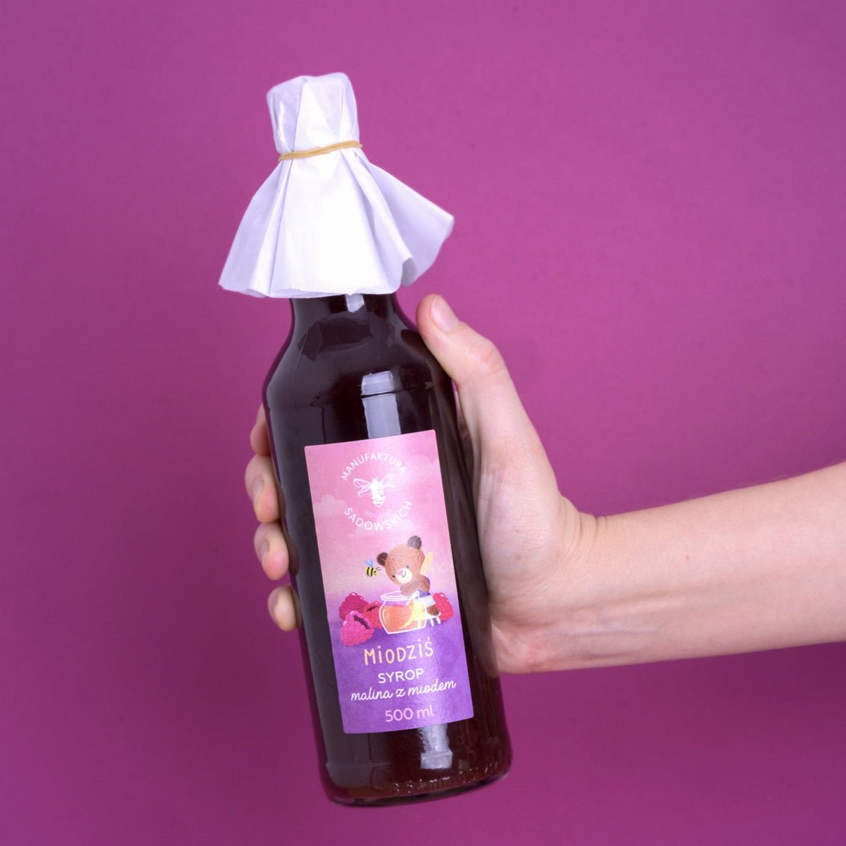 Raspberry syrup with honey - Honey bear 500ml