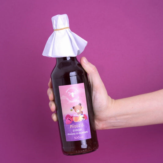 Raspberry syrup with honey - Honey bear 500ml