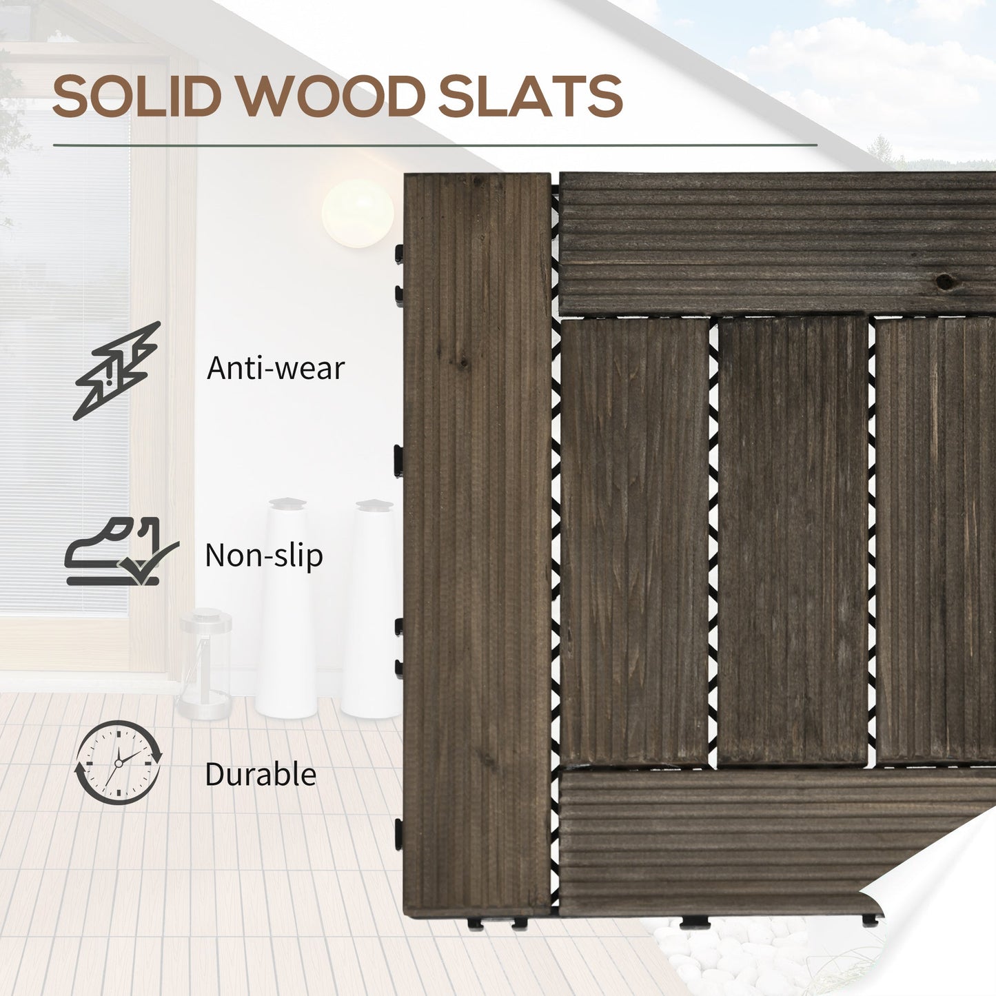 27-Piece Wooden Interlocking Decking Tiles