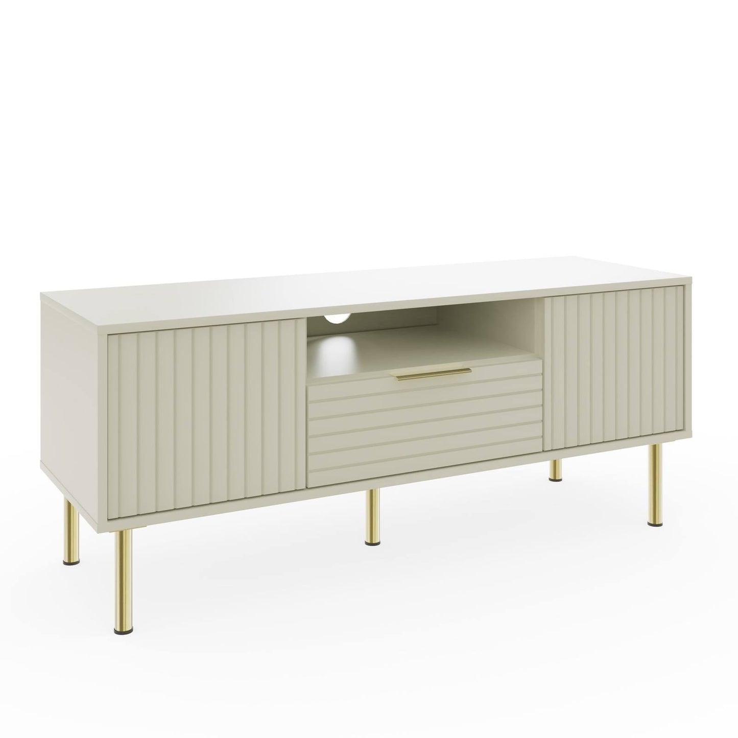 Nervata TV Unit White & Gold 1 Shelf 1 Drawer 2 Doors