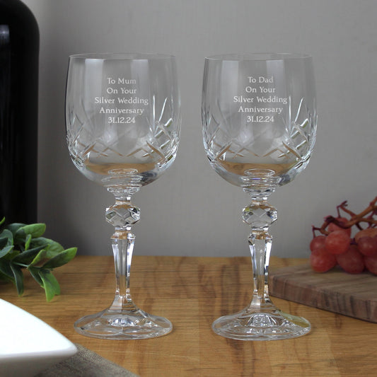 Personalised Pair Of Crystal Wine Glasses