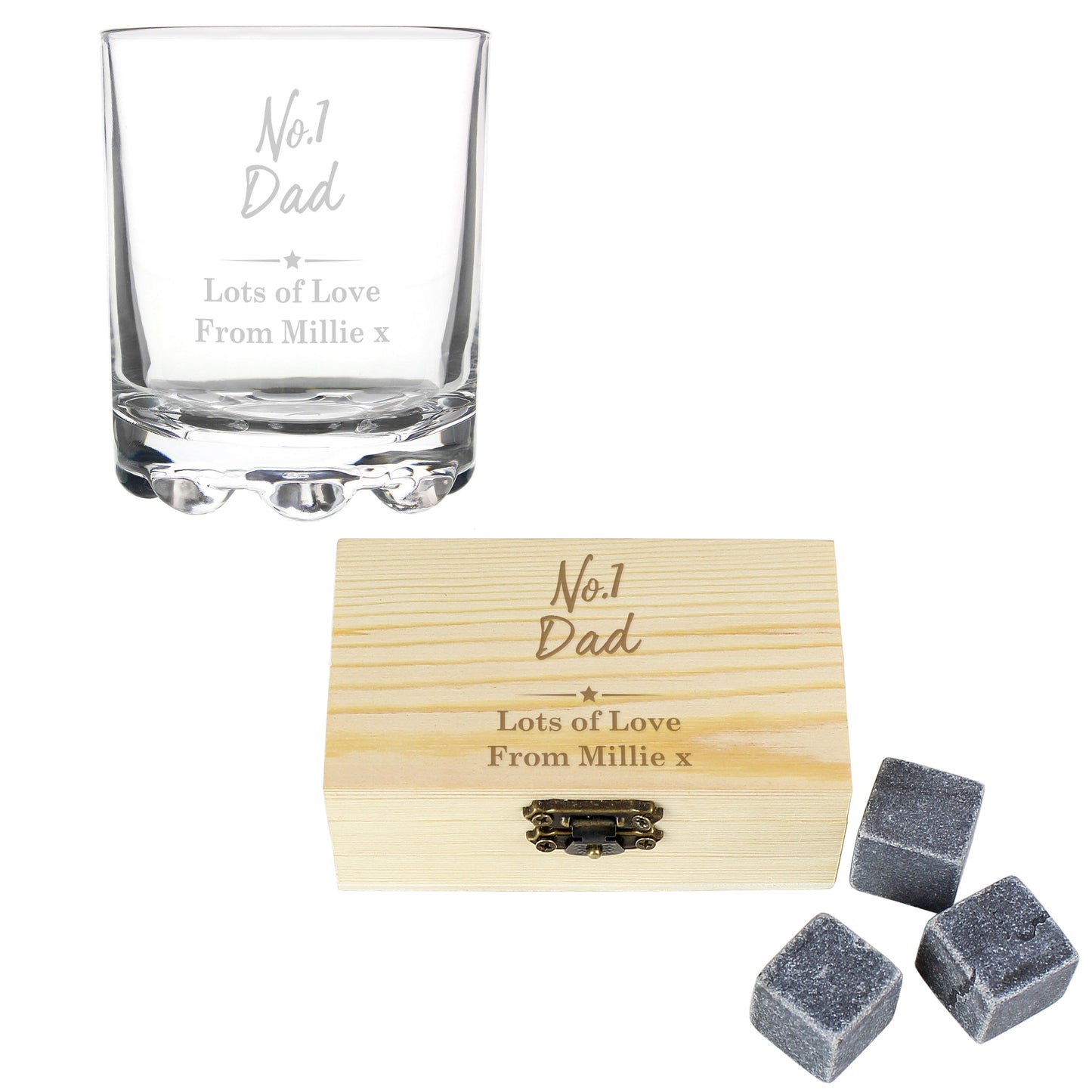 Personalised No.1 Cooling Stones & Whisky Glass Set