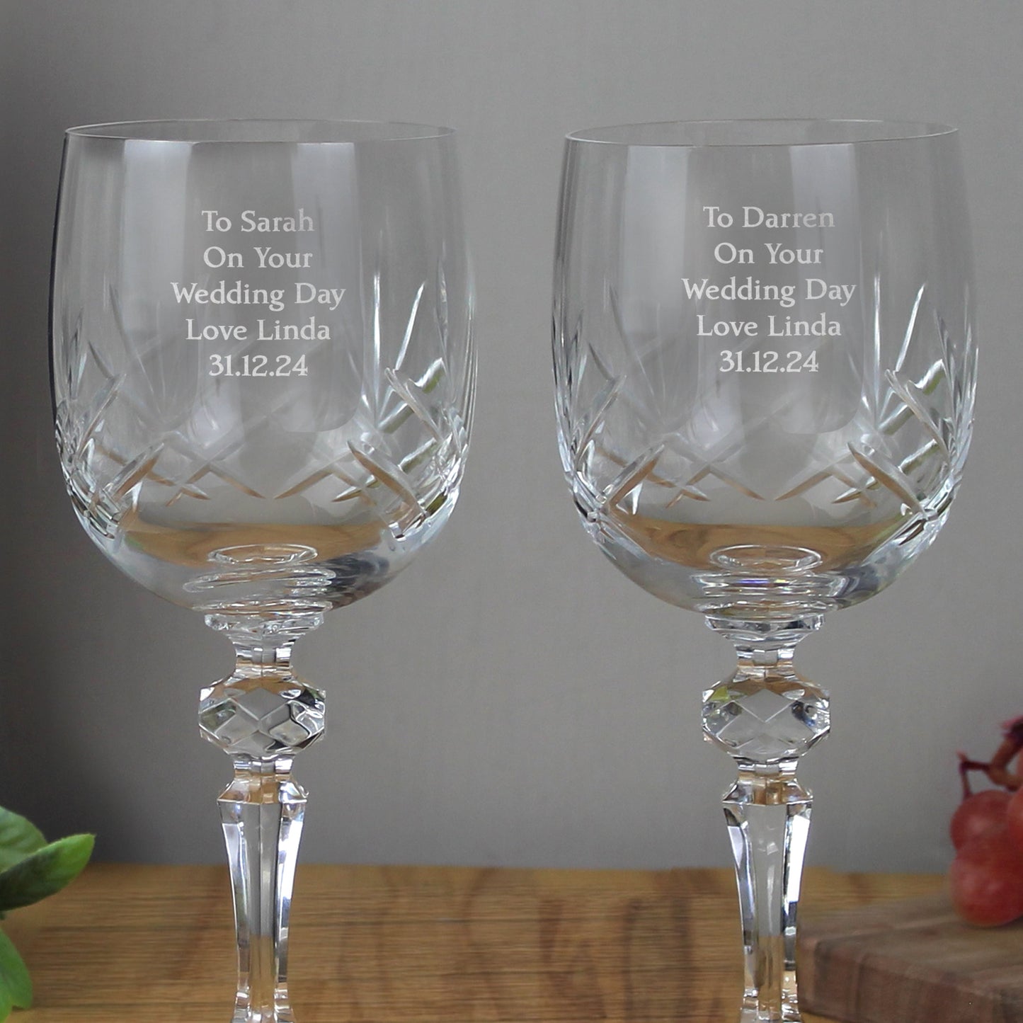 Personalised Pair Of Crystal Wine Glasses