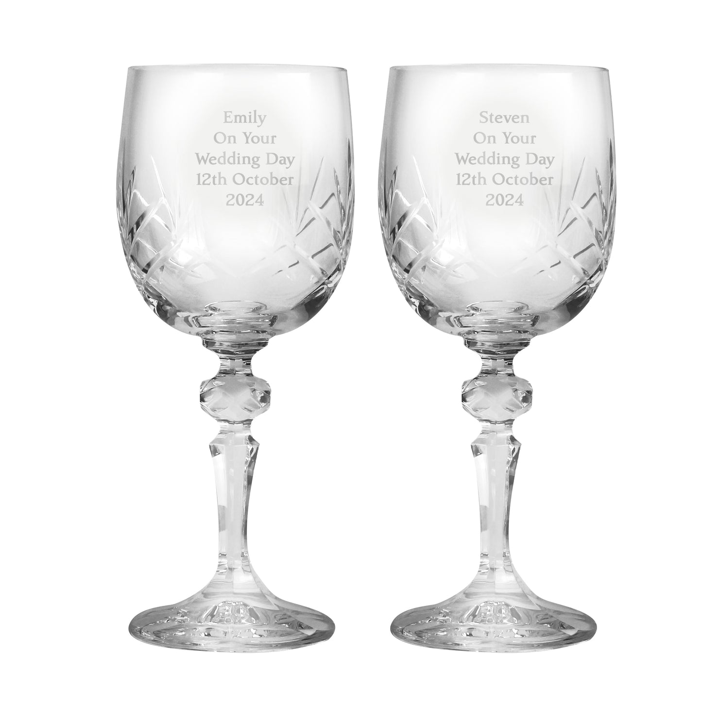 Personalised Pair Of Crystal Wine Glasses