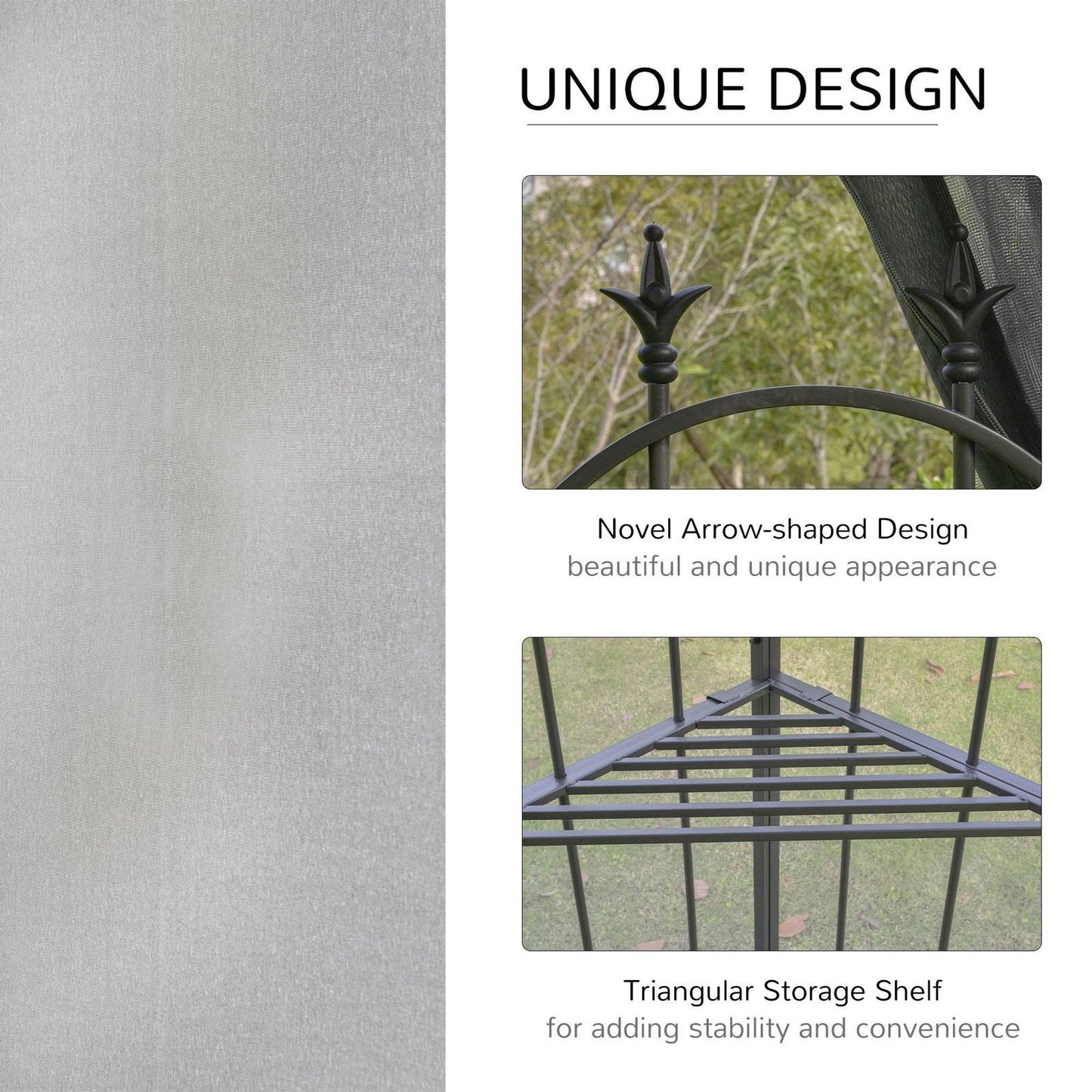 3Mx3M Garden Gazebo Double Top Outdoor Canopy Patio Event Party Wedding Tent Backyard Sun Shade with Netting - Grey