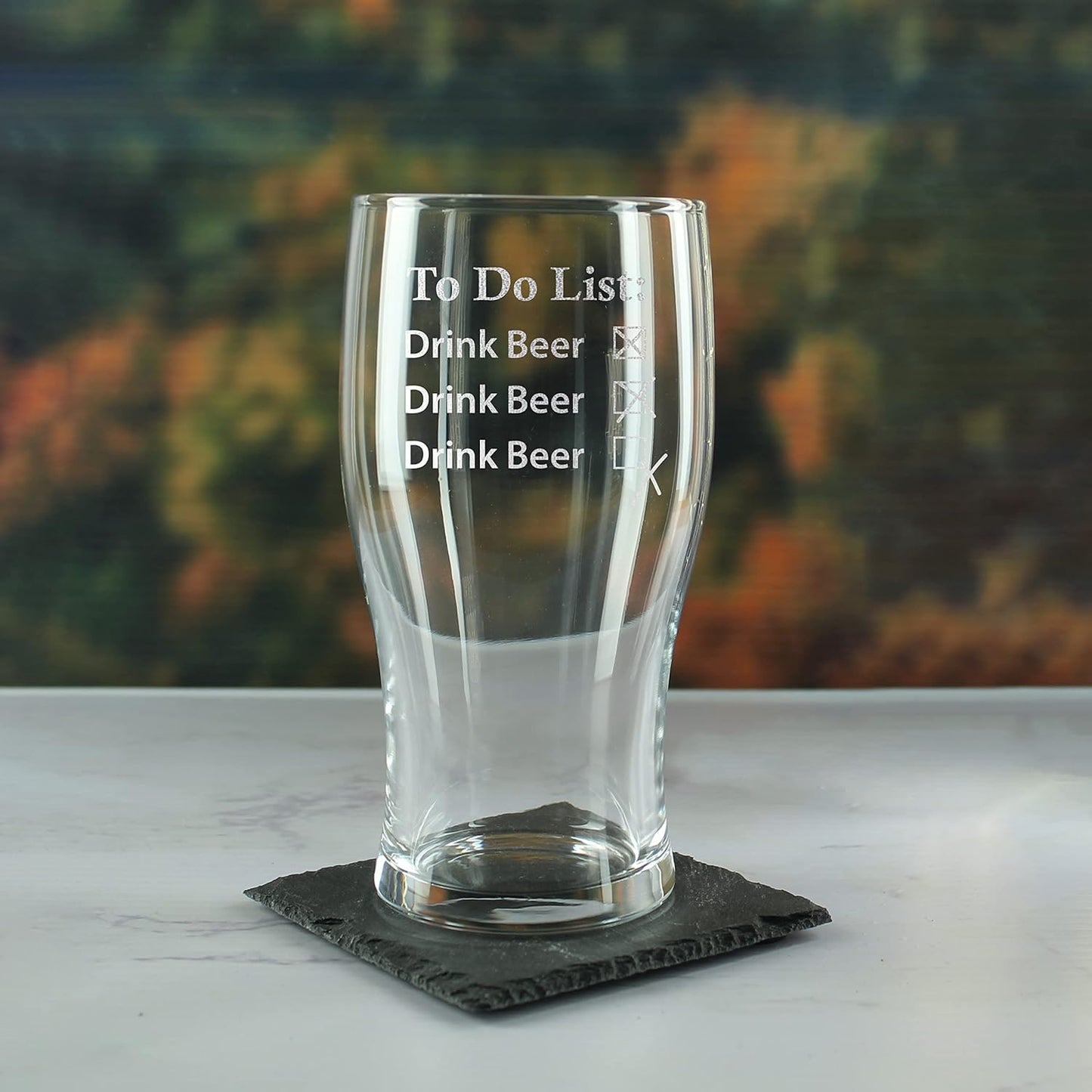 To Do List, Drink Beer - Engraved Novelty Tulip Pint Glass
