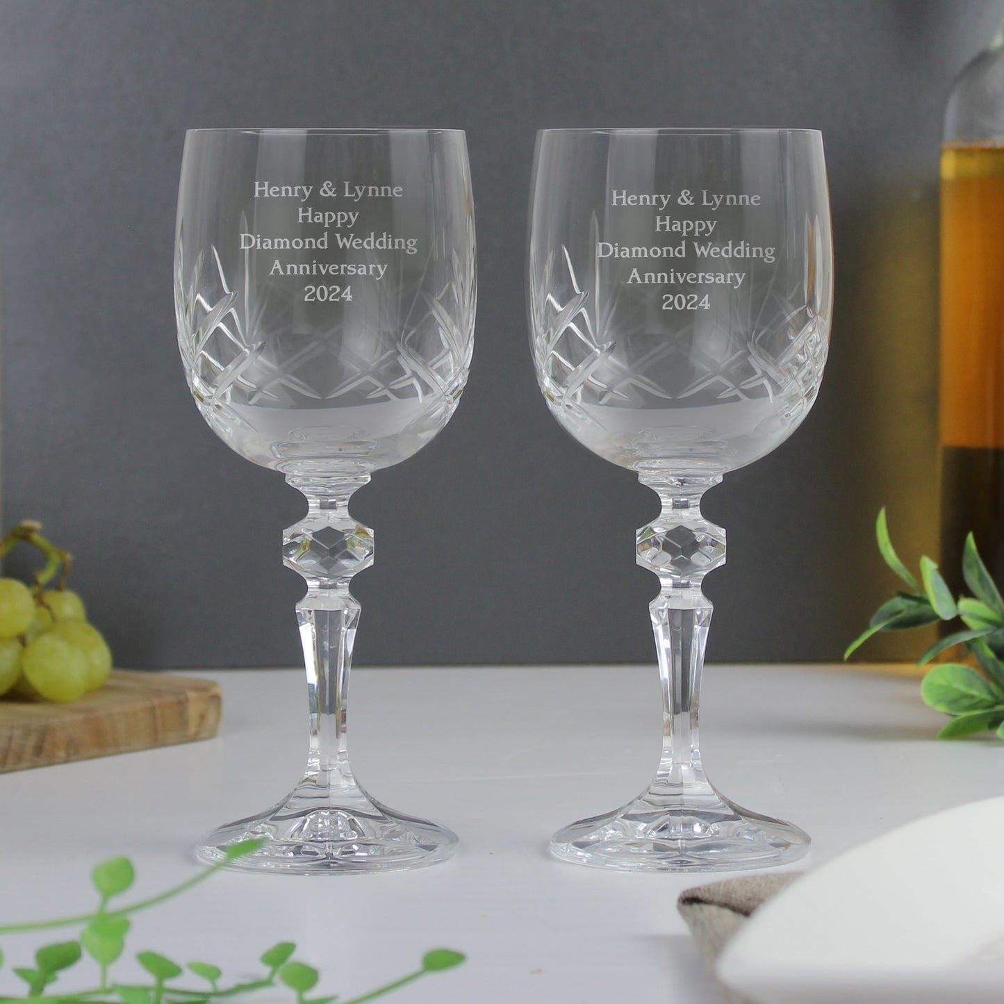 Personalised Pair Of Crystal Wine Glasses