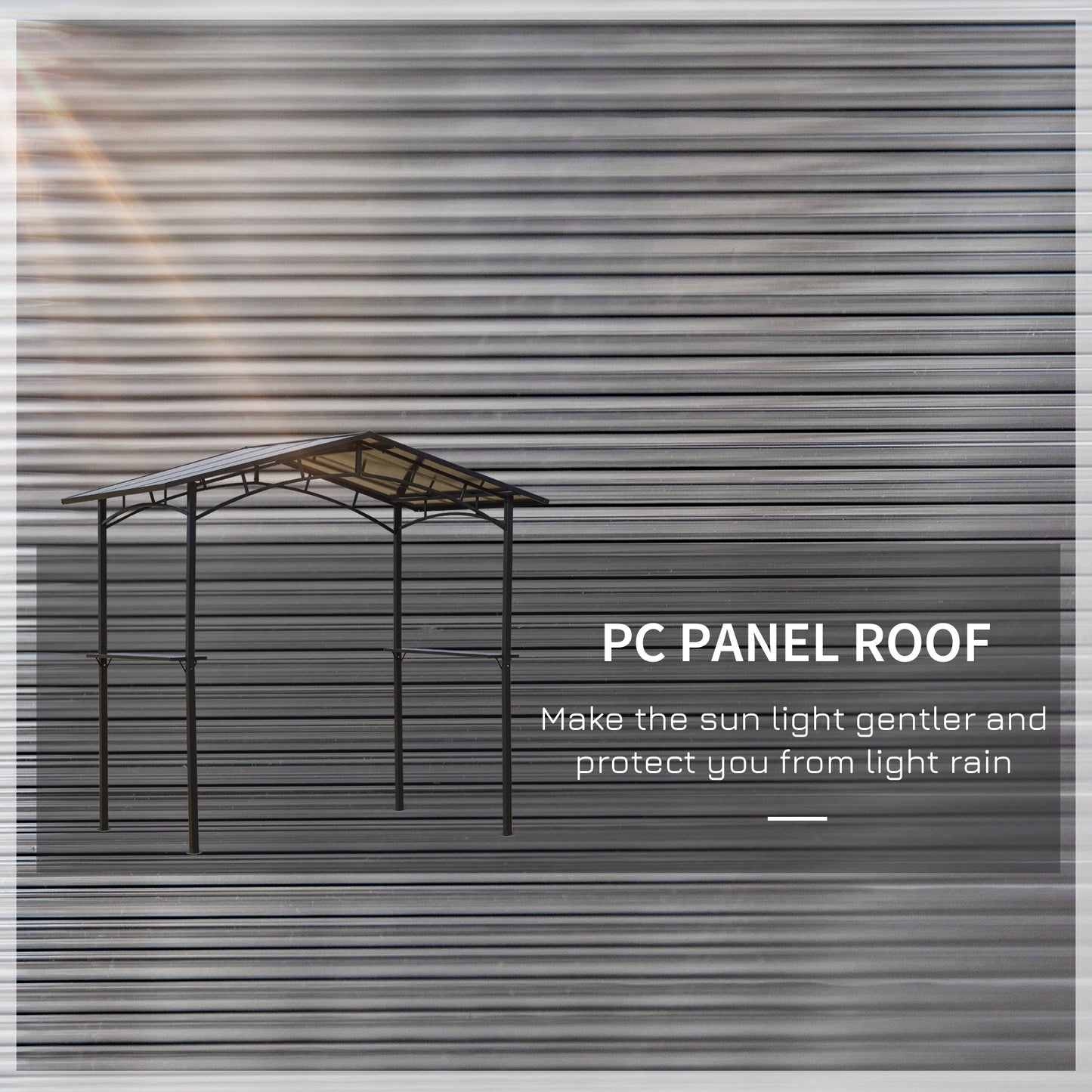 2.5 x 1.5m Outdoor Grill BBQ Gazebo Canopy with Side Shelves PC Roof Aluminium