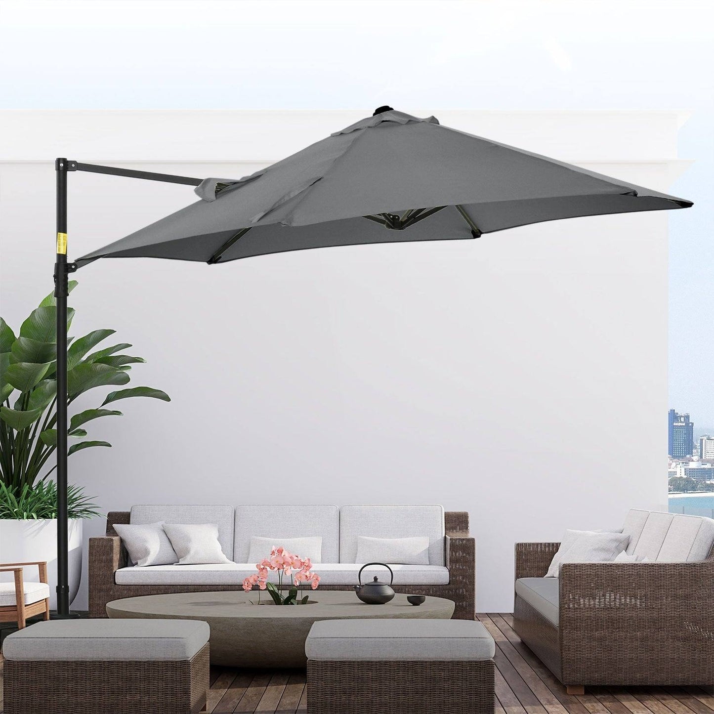 2.5M Garden Cantilever Parasol with 360° Rotation