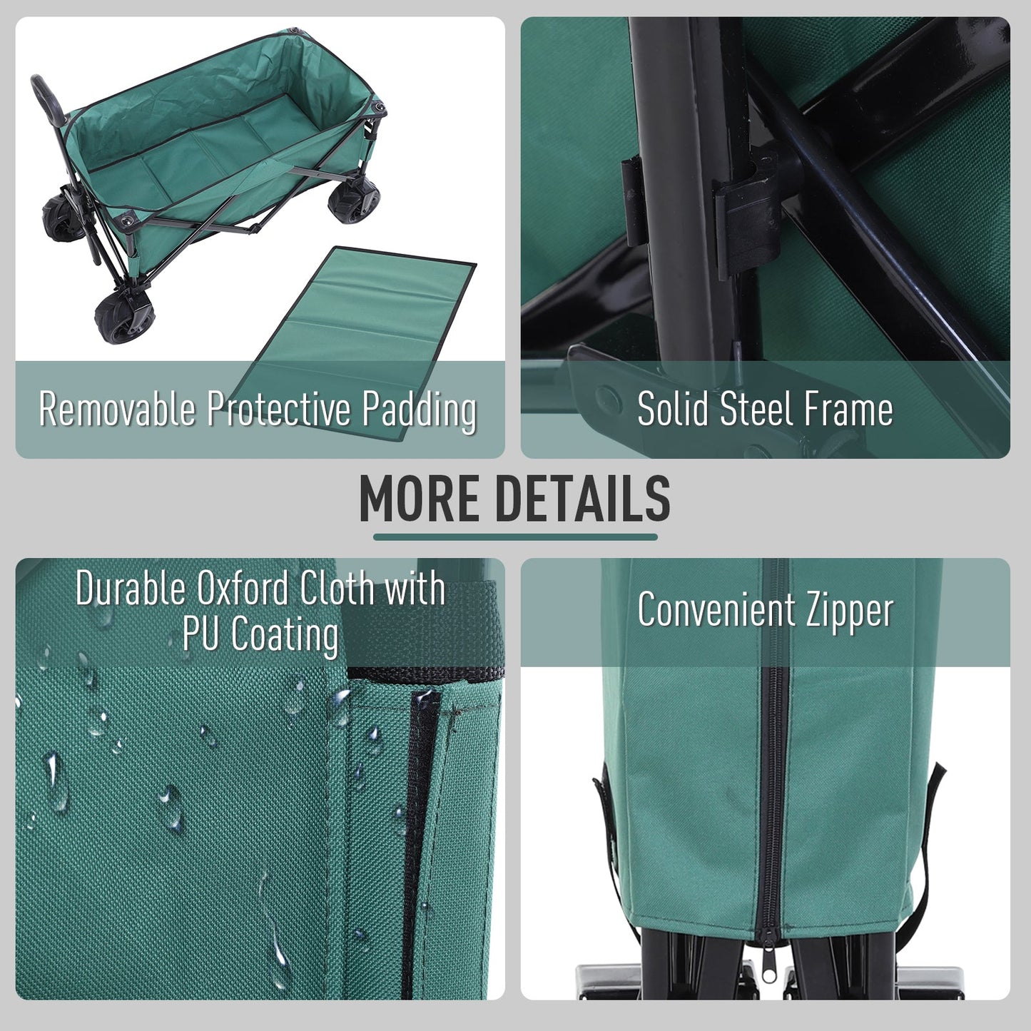 Folding Metal Frame Garden Trolley - Green