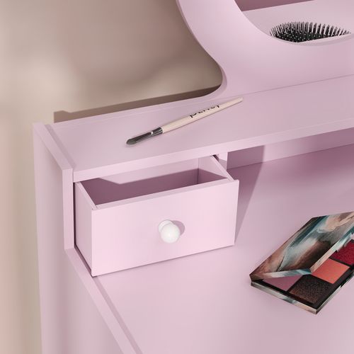 AIYAPLAY Kids Dressing Table Set w/ Stool, Mirror, Drawers - Pink