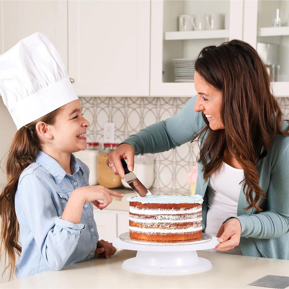 10.8" Rotating Cake Turntable Stand Cake Decorating Holder - White