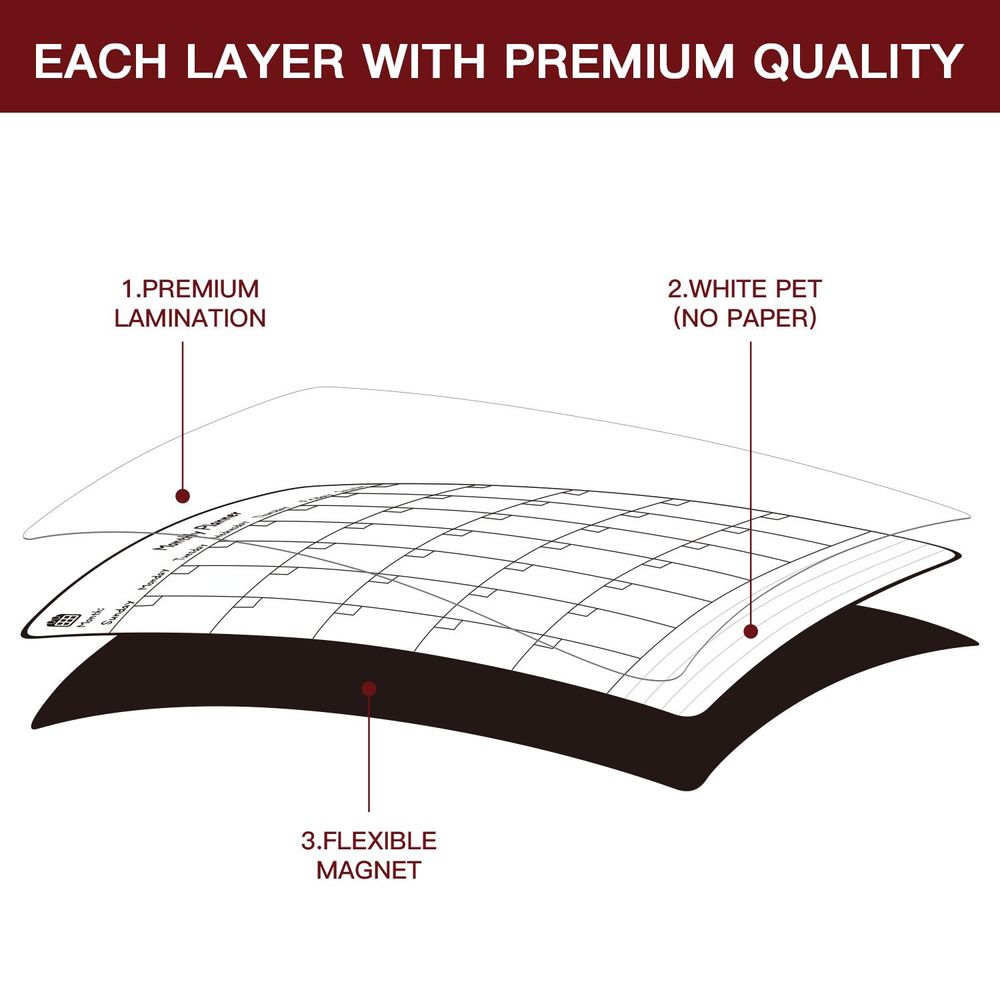 Monthly Magnetic Memo Notes Whiteboard for Home Office Task - A3